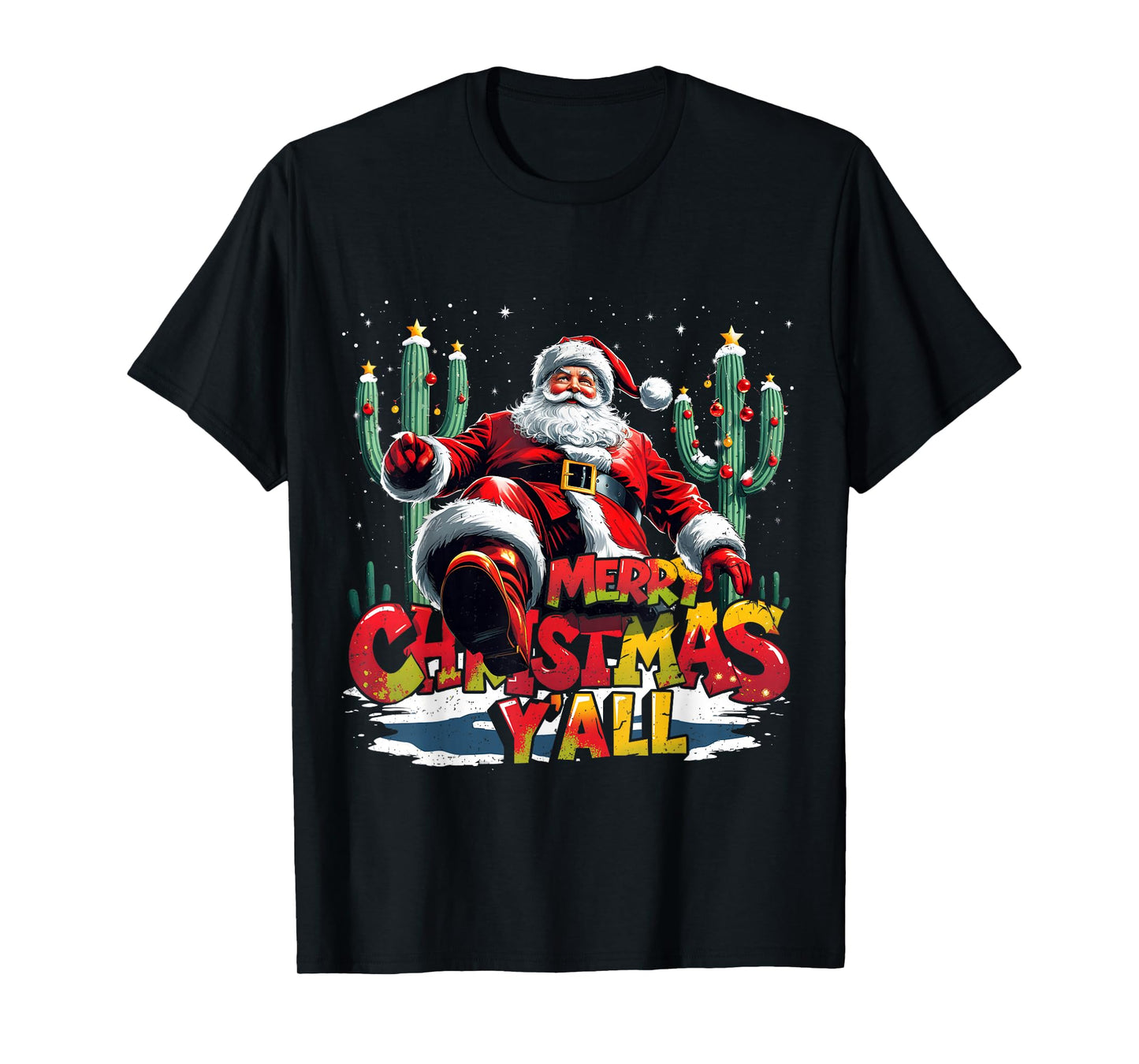 Merry Christmas Y’All Santa Western Holiday T-Shirt