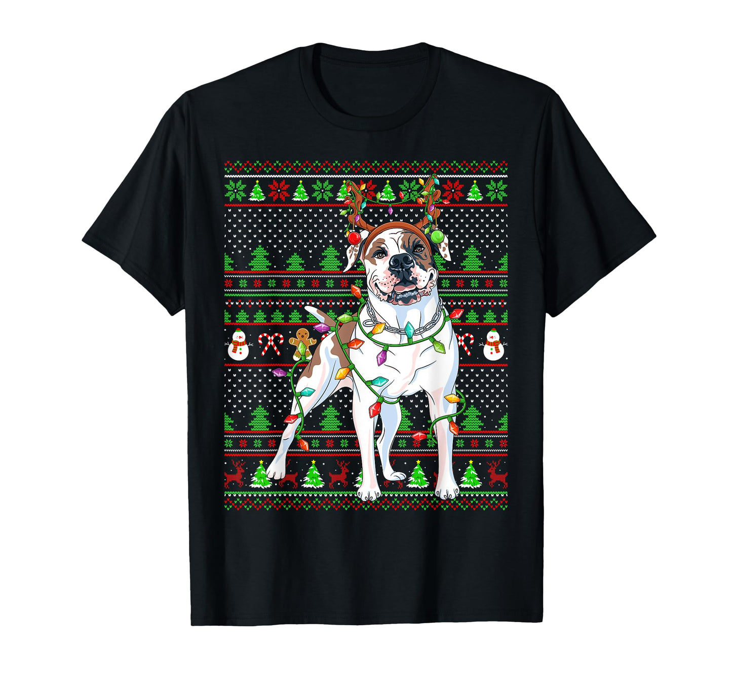 Family Matching Reindeer Ugly American Bulldog Christmas T-Shirt
