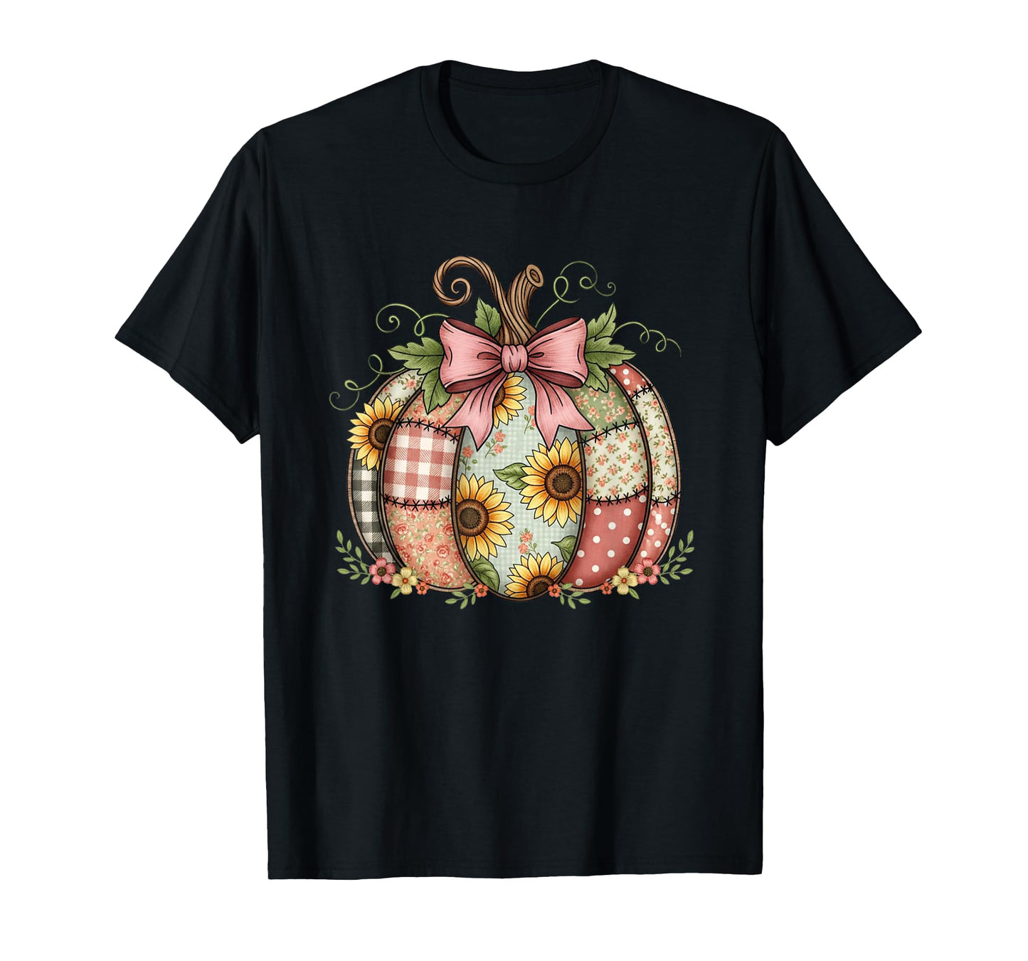 Sewing Mom Quilting Patchwork Pumpkin Quilt Floral Fall T-Shirt