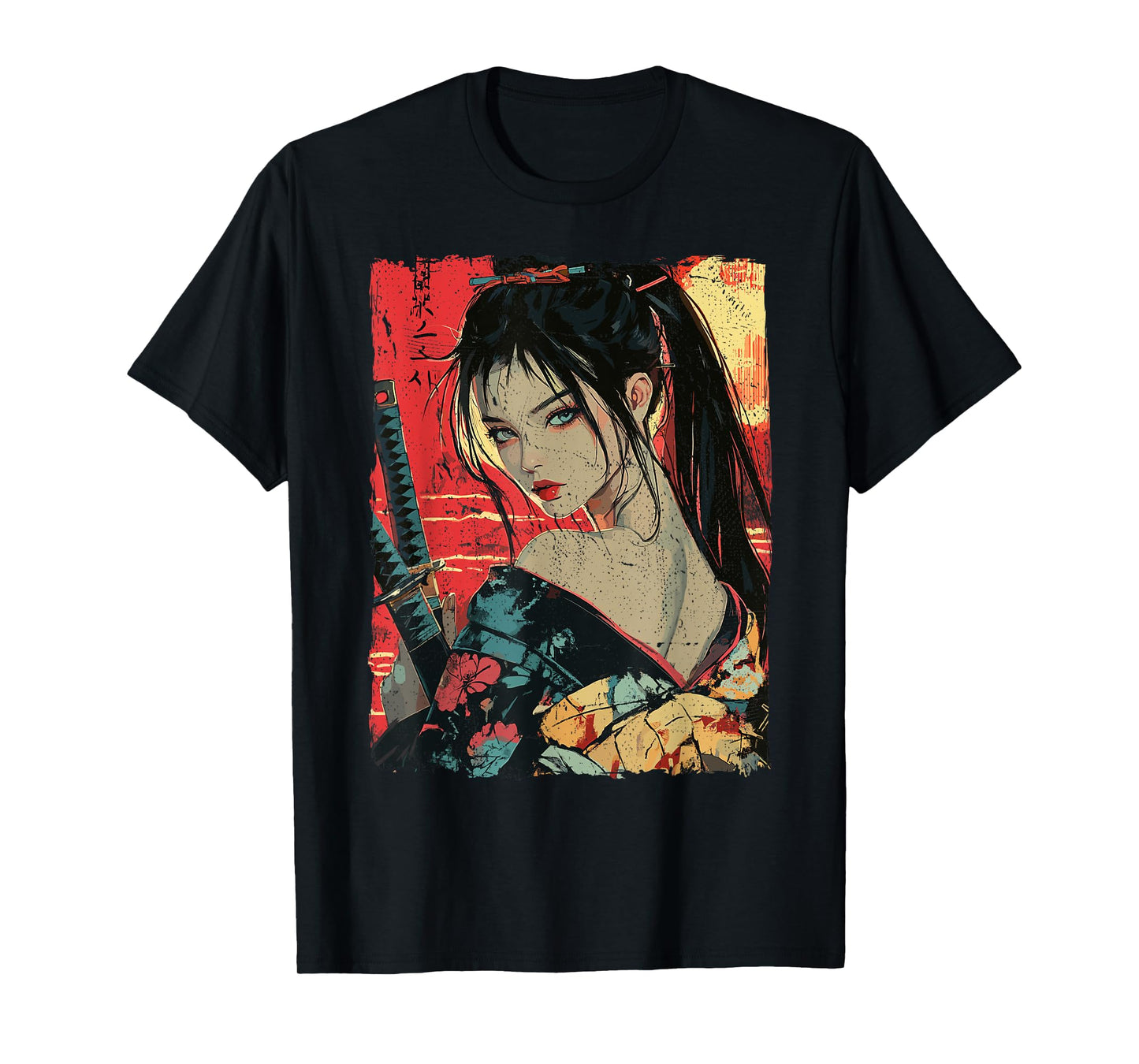 Samurai Warrior Waifu Girl Japanese Ukiyo-e Manga Samurai T-Shirt