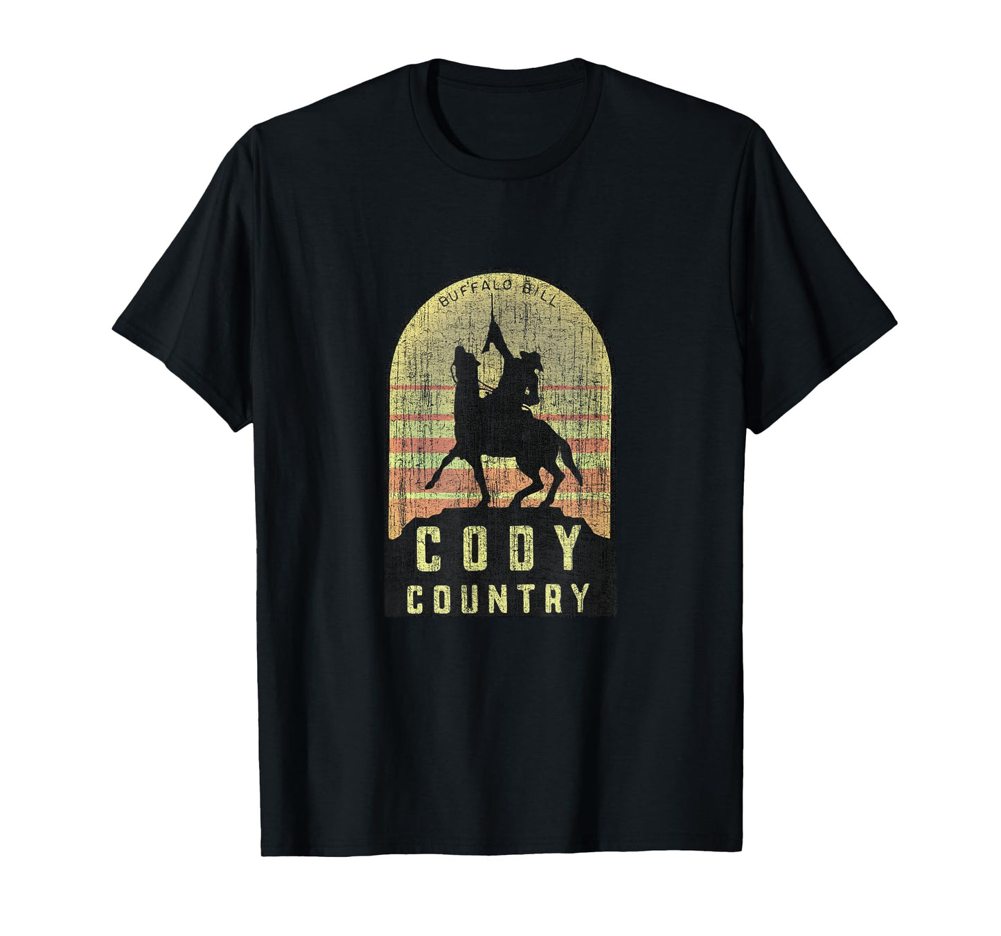 Vintage Cody Country T-Shirt - Unisex-Adults - Black - Small - Short Sleeve - Cotton 65%, Polyester 35%