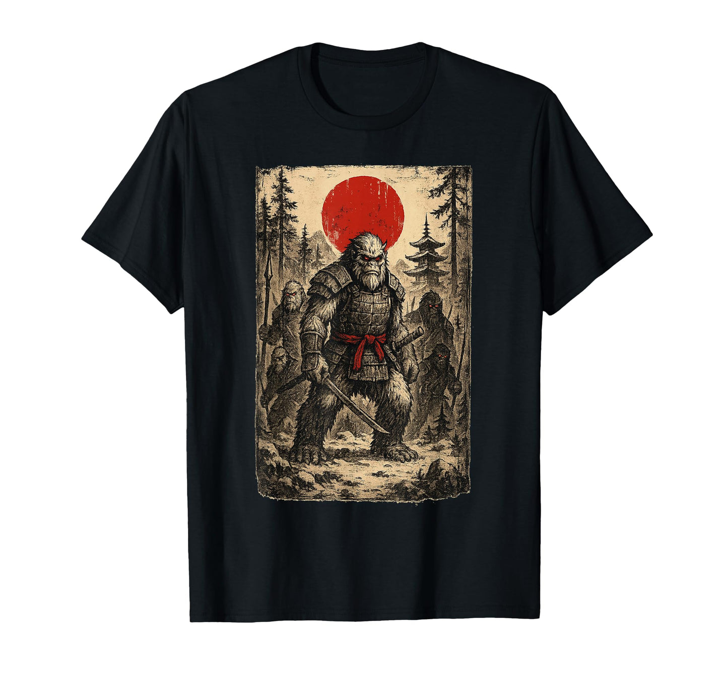 Samurai Bigfoot; Japanese Vintage Ukiyo-e Art T-Shirt