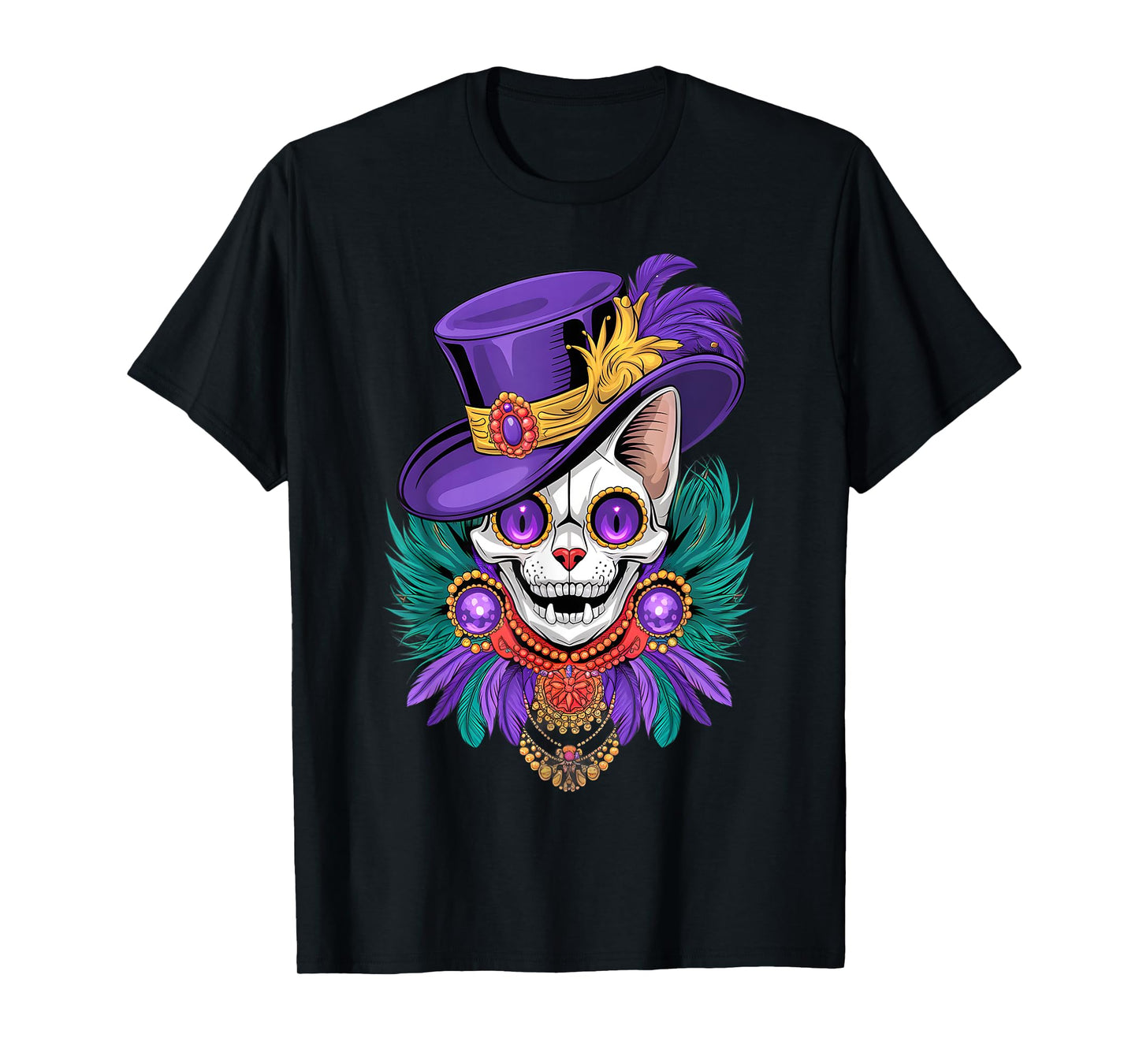 Mardi Gras Cat Sugar Skull Carnival New Orleans Men Women T-Shirt