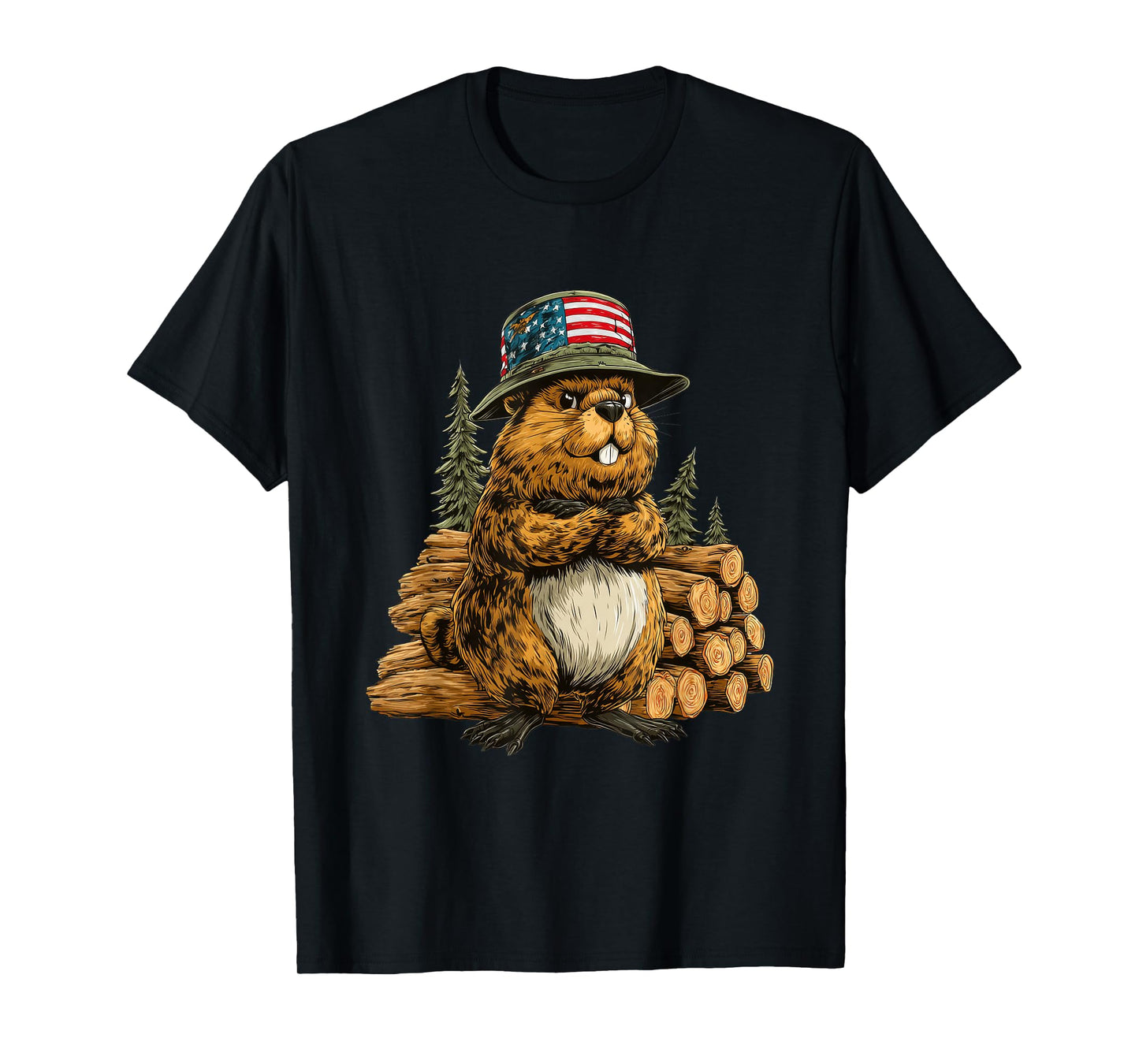 Funny Proud Beaver with This Work Costume in US Colors T-Shirt