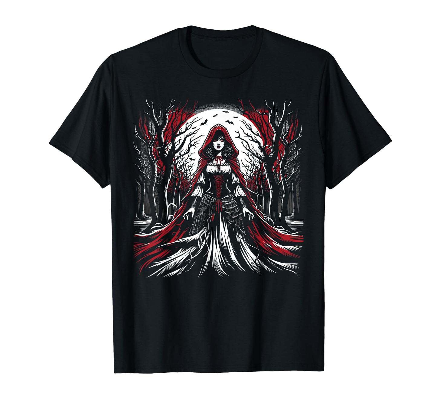 Gothic Red Riding Hood Dark Halloween Spooky T-Shirt