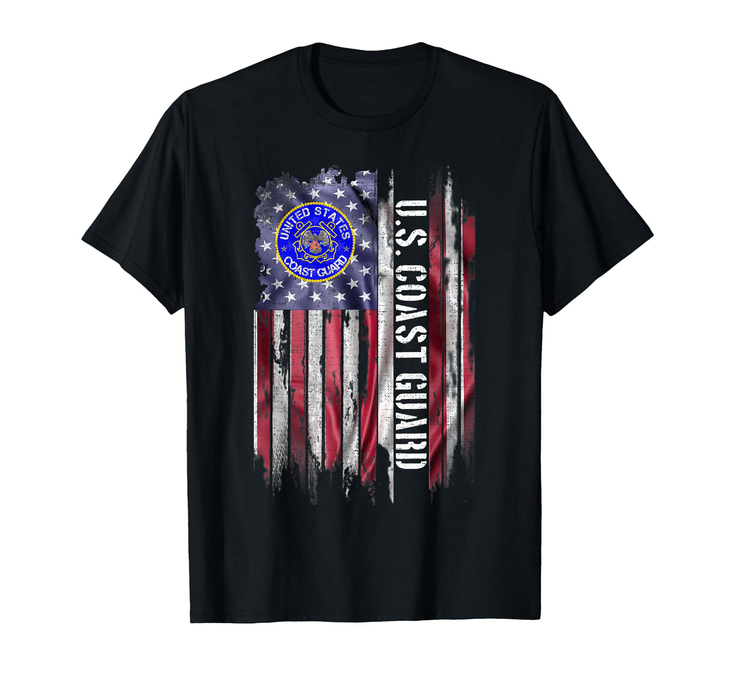 Vintage USA American Flag Proud US Coast Guard Veteran Funny T-Shirt