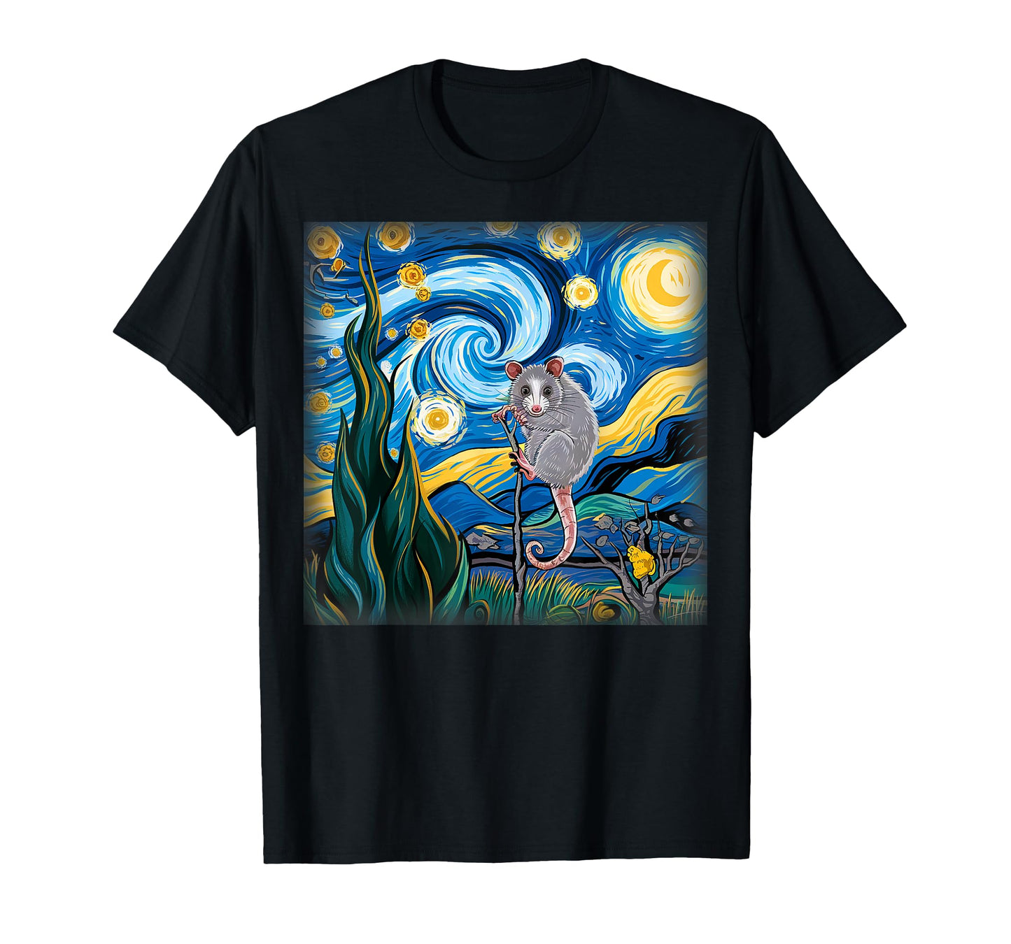 Starry Night Opossum Van Gogh Possum Rodent Gifts Men Women T-Shirt