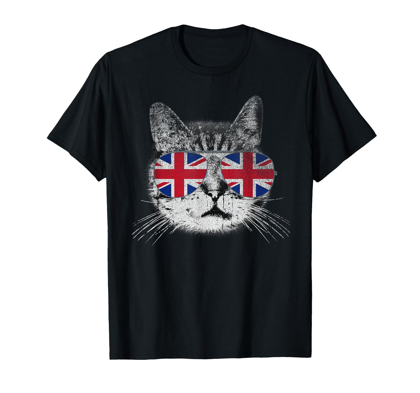 Cat Shirt Union Jack Flag Country Retro England British UK T-Shirt