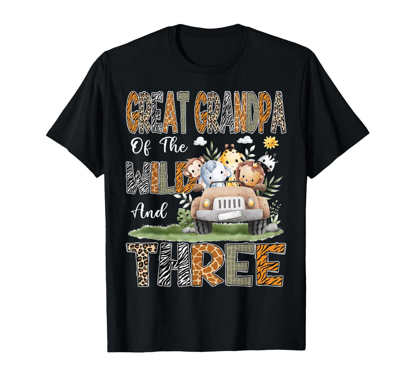 Great Grandpa Of The Wild Three 3Rd Birthday Safari Animal T-Shirt
