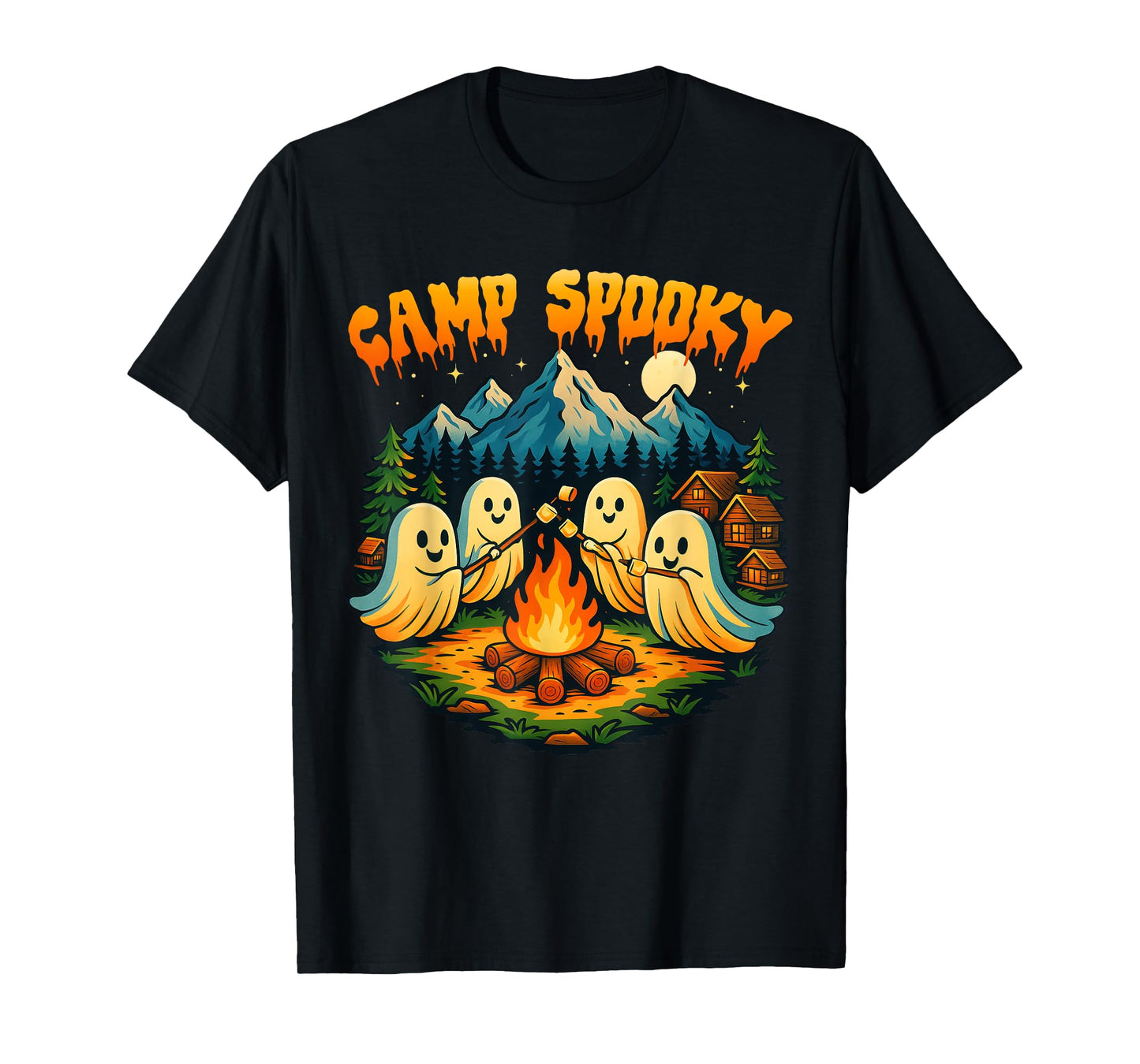 Camp Spooky Summerween Summer Halloween Cute Ghost T-Shirt