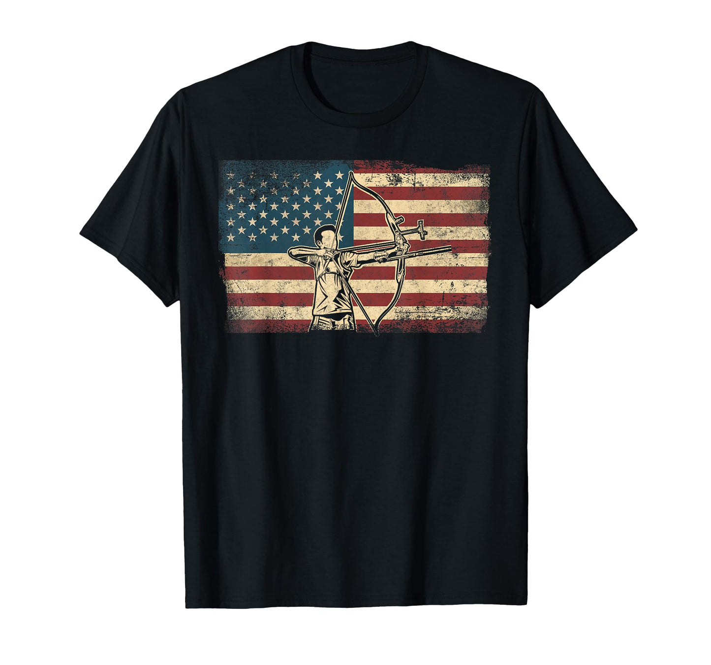 Archery Bow Archer Usa American Flag Vintage Compound Bow T-Shirt