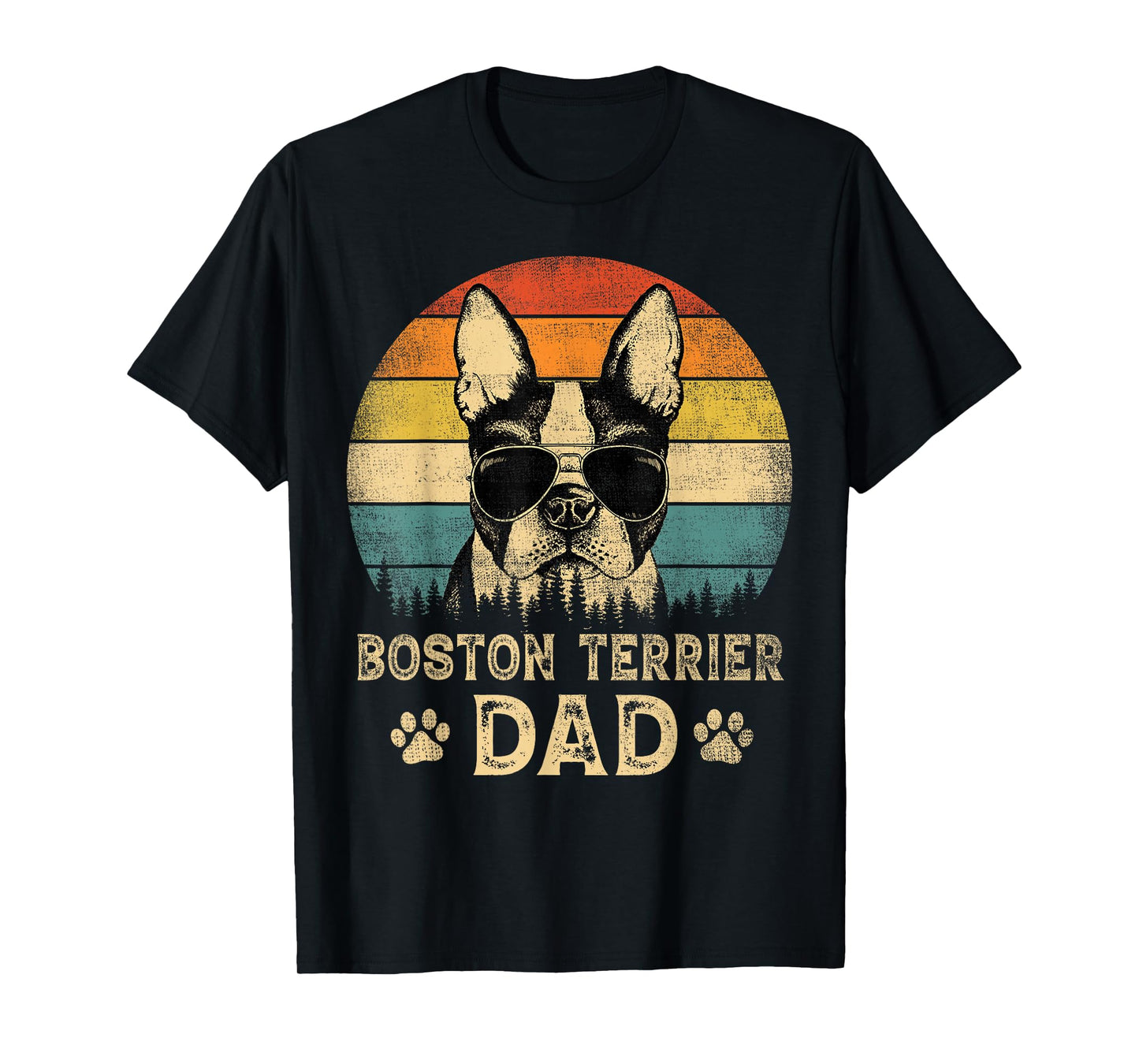 Vintage Boston Terrier Dad Dog Lovers Father's Day Tee T-Shirt