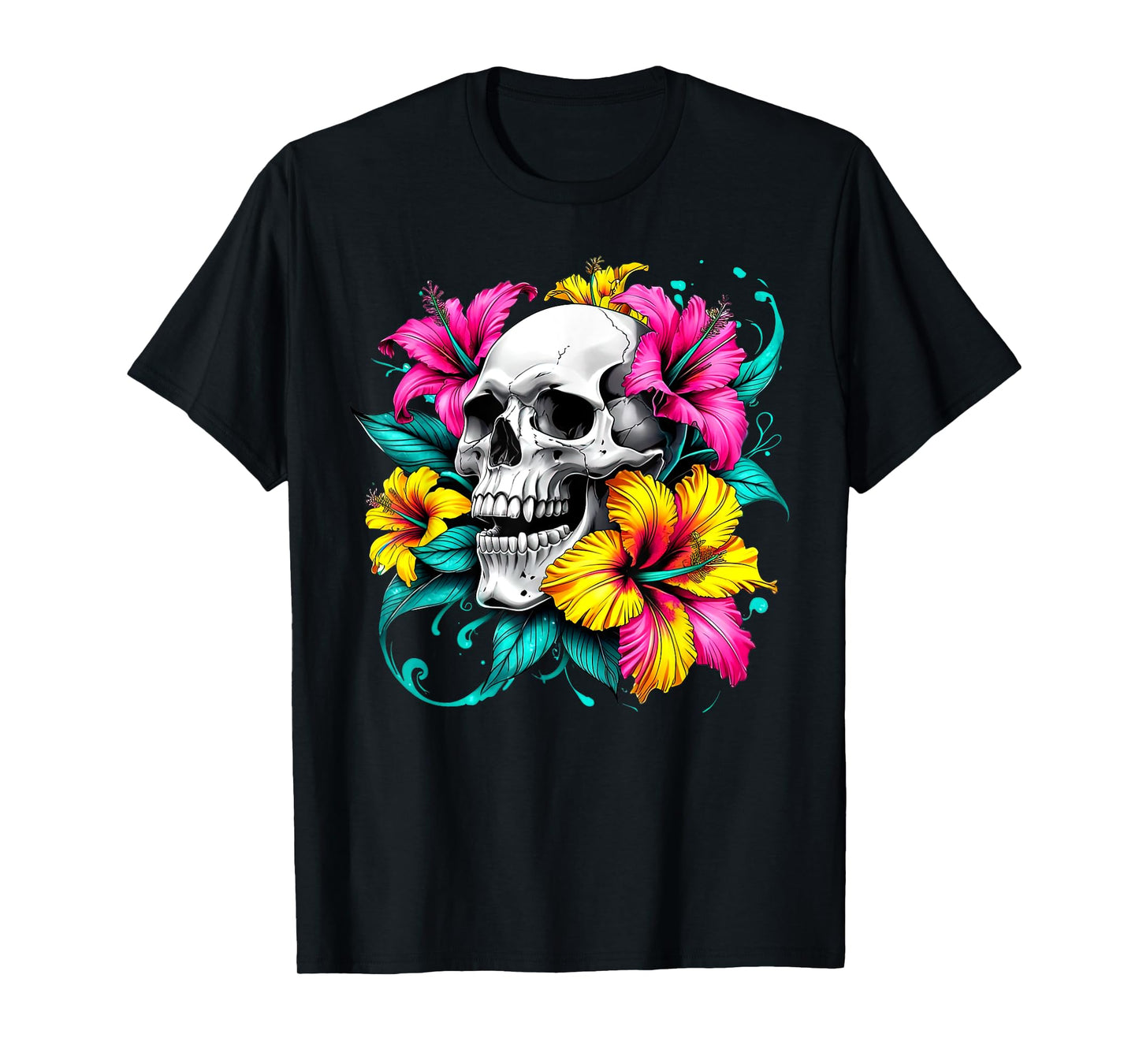 Skull Hibiscus Flower Mycologist Gothic Goth Flower Women T-Shirt