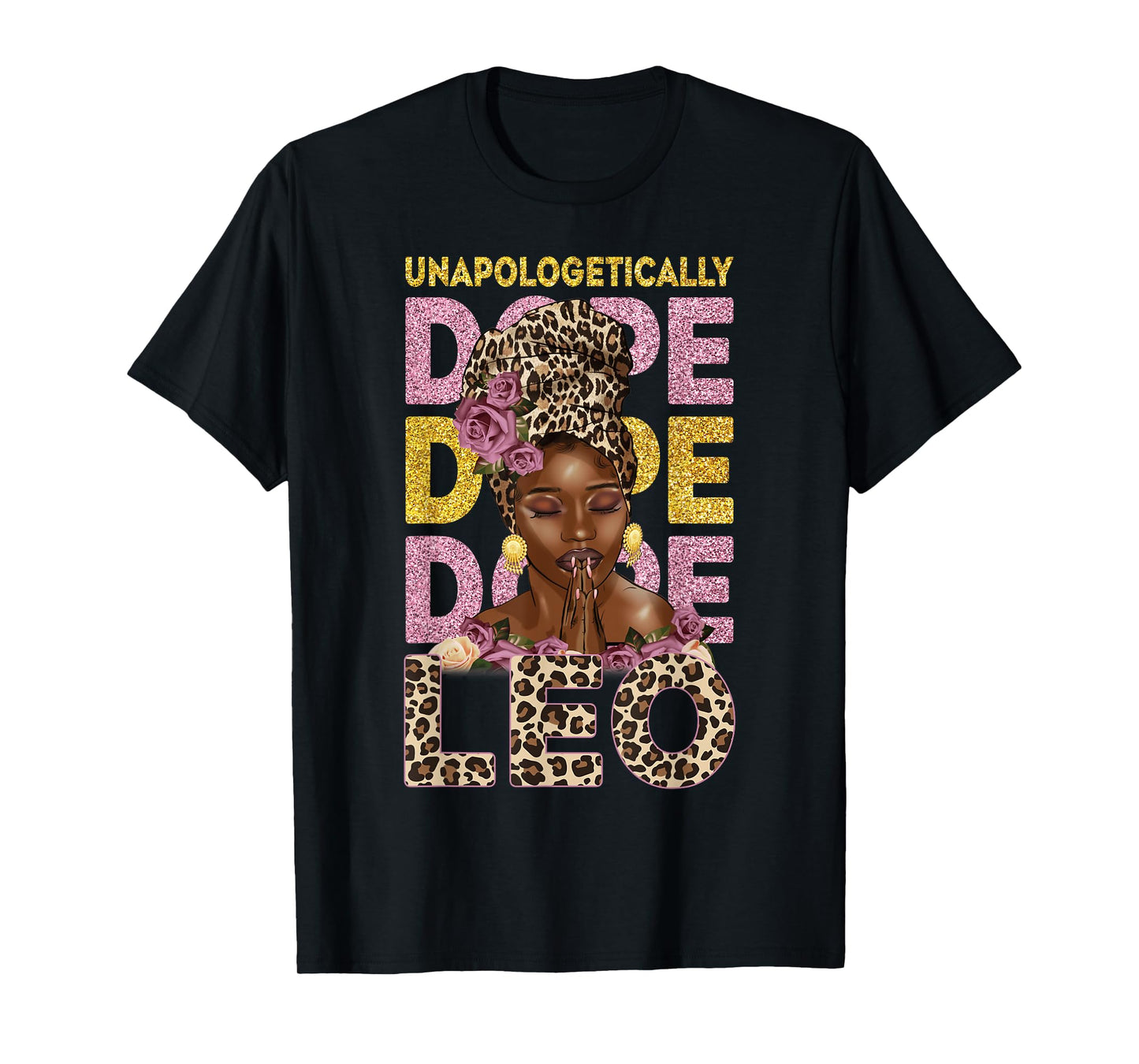 Leo Queen Headwrap Black Woman Zodiac Sign T-Shirt
