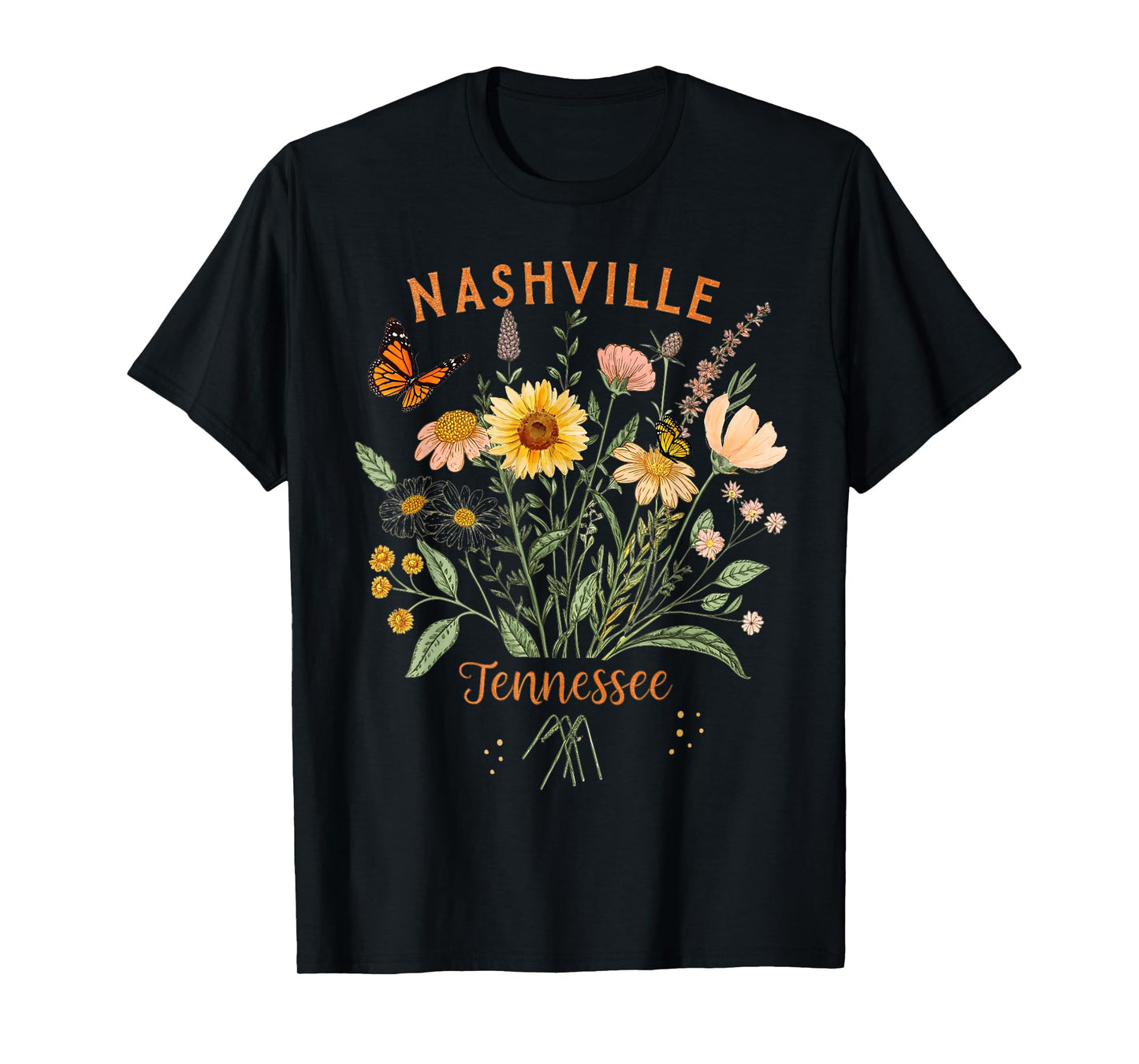 Nashville Tennessee Wildflowers Vintage Boho Floral T-Shirt
