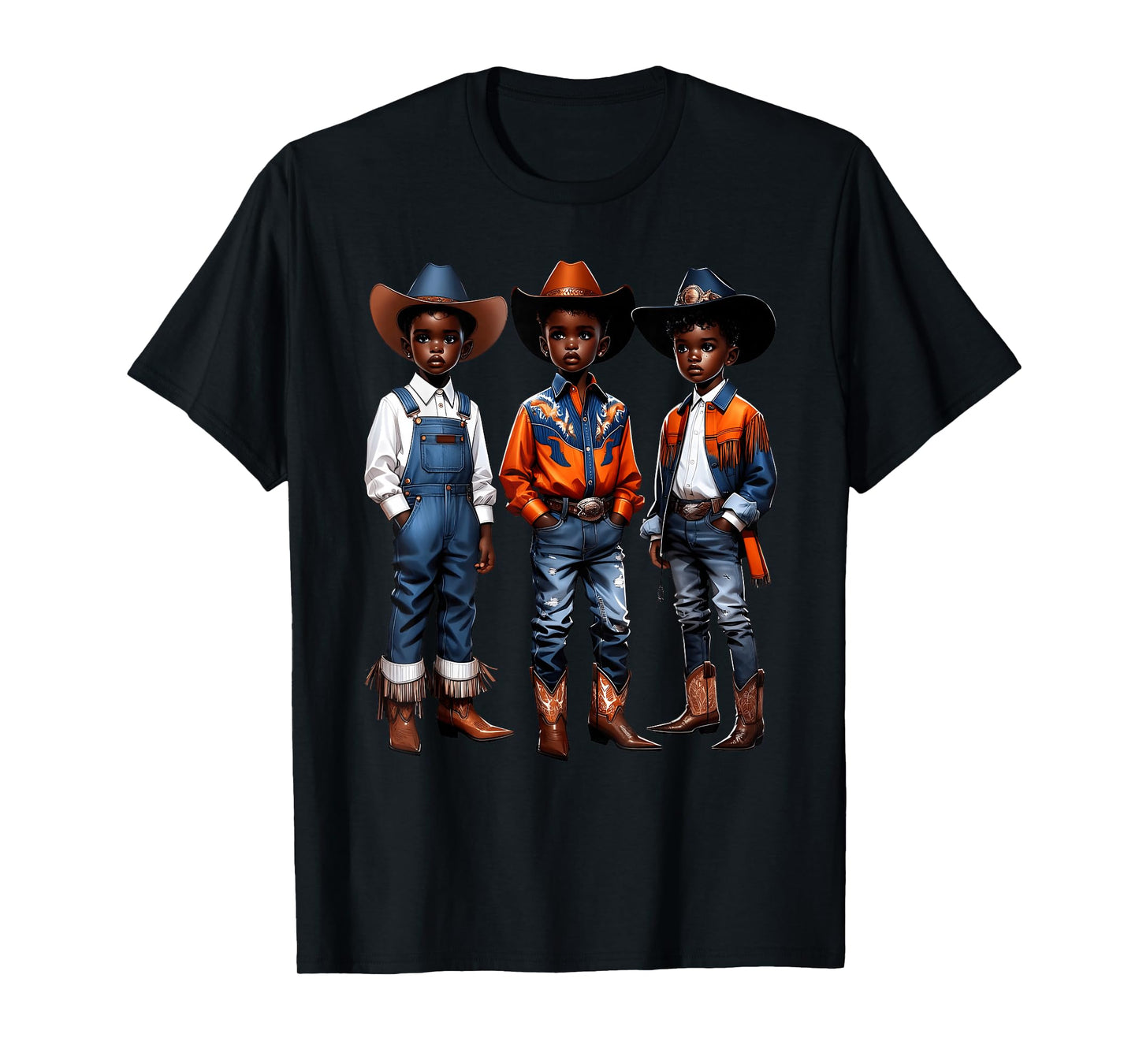 Black Cowboy Western Rodeo Melanin Black History Texas Kids T-Shirt