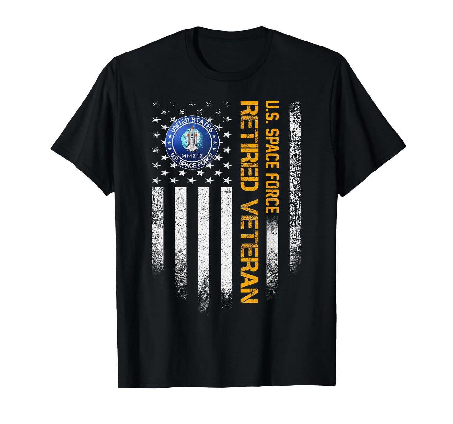 Vintage American Flag US Space Force Proud Retired Veteran T-Shirt