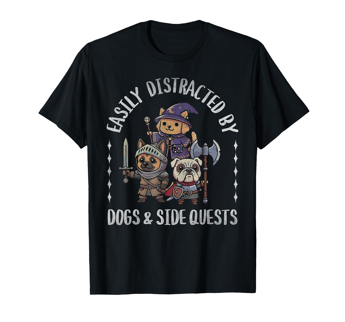 Funny Gamer Easily Distracted by Dogs Side Quests Adult Kids T-Shirt