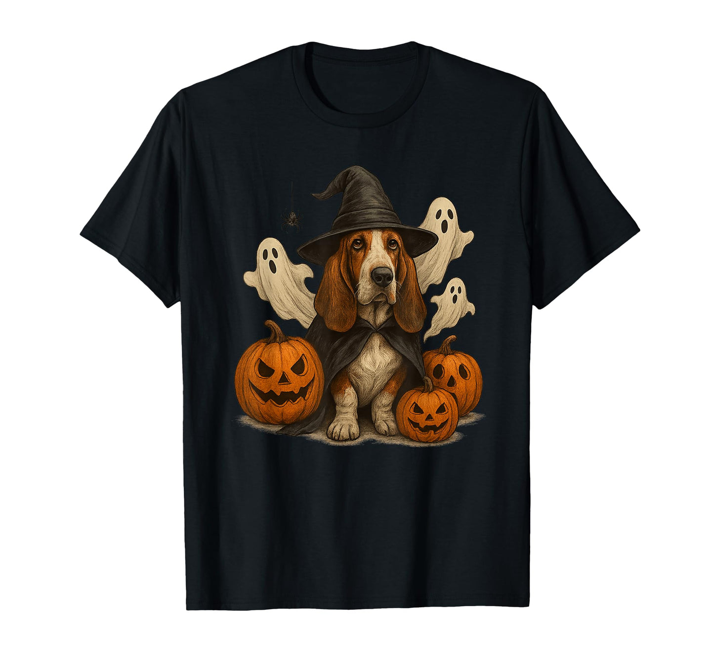Halloween Basset Hound, Witch's hat, Cute, Funny T-Shirt