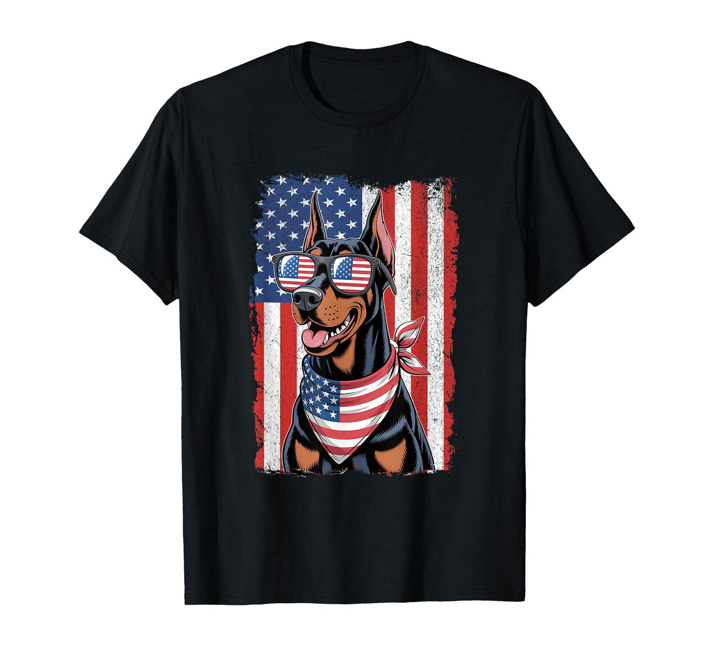 Doberman Pinscher 4th of July Dog Patriotic USA Flag T-Shirt