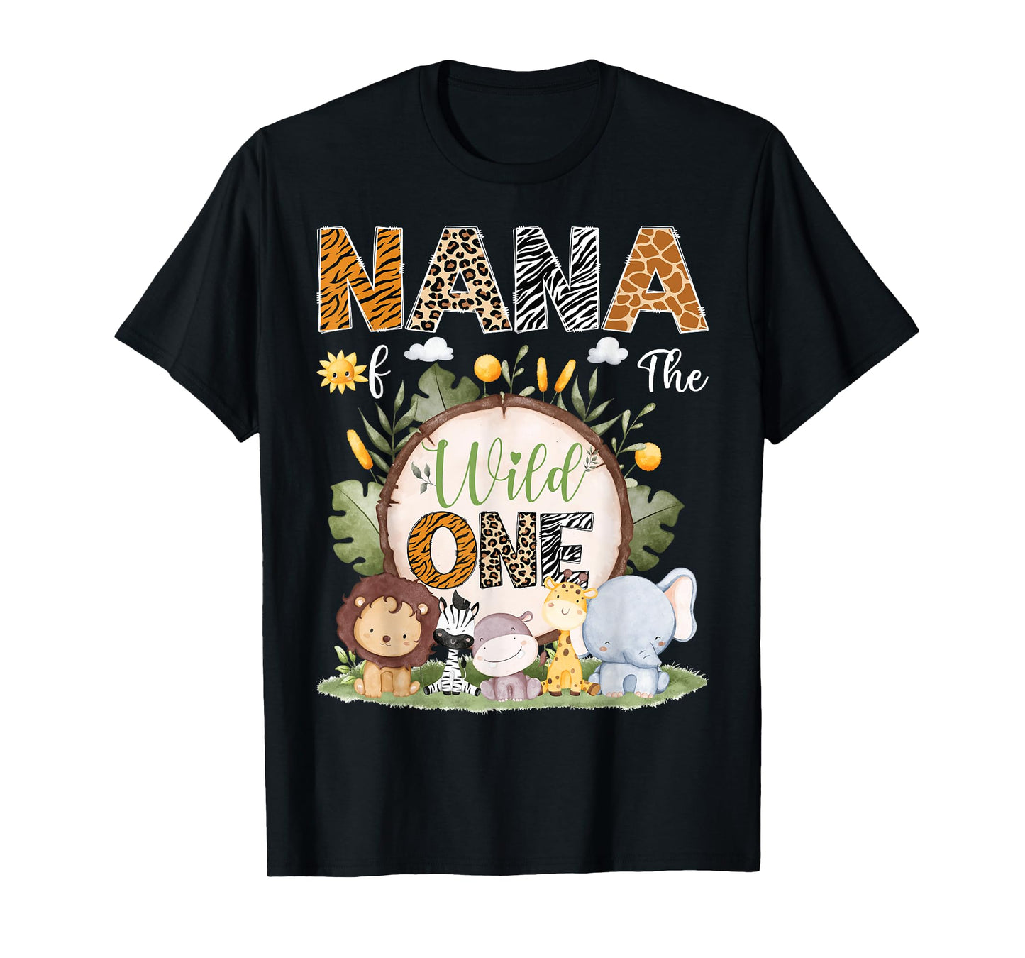Nana Of The Wild One 1St Birthday Kids Safari Woodland T-Shirt