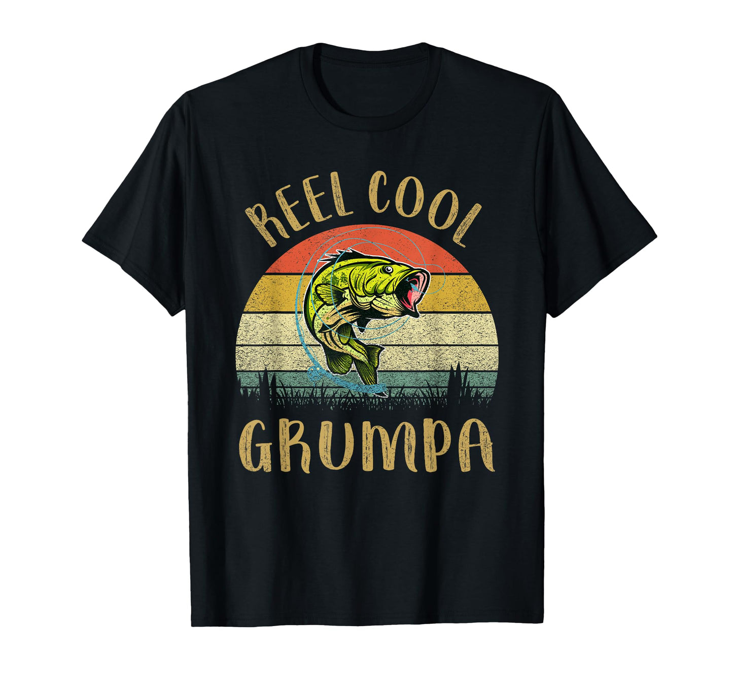Vintage Reel Cool Grumpa Fish Fishing Fathers Day T-Shirt