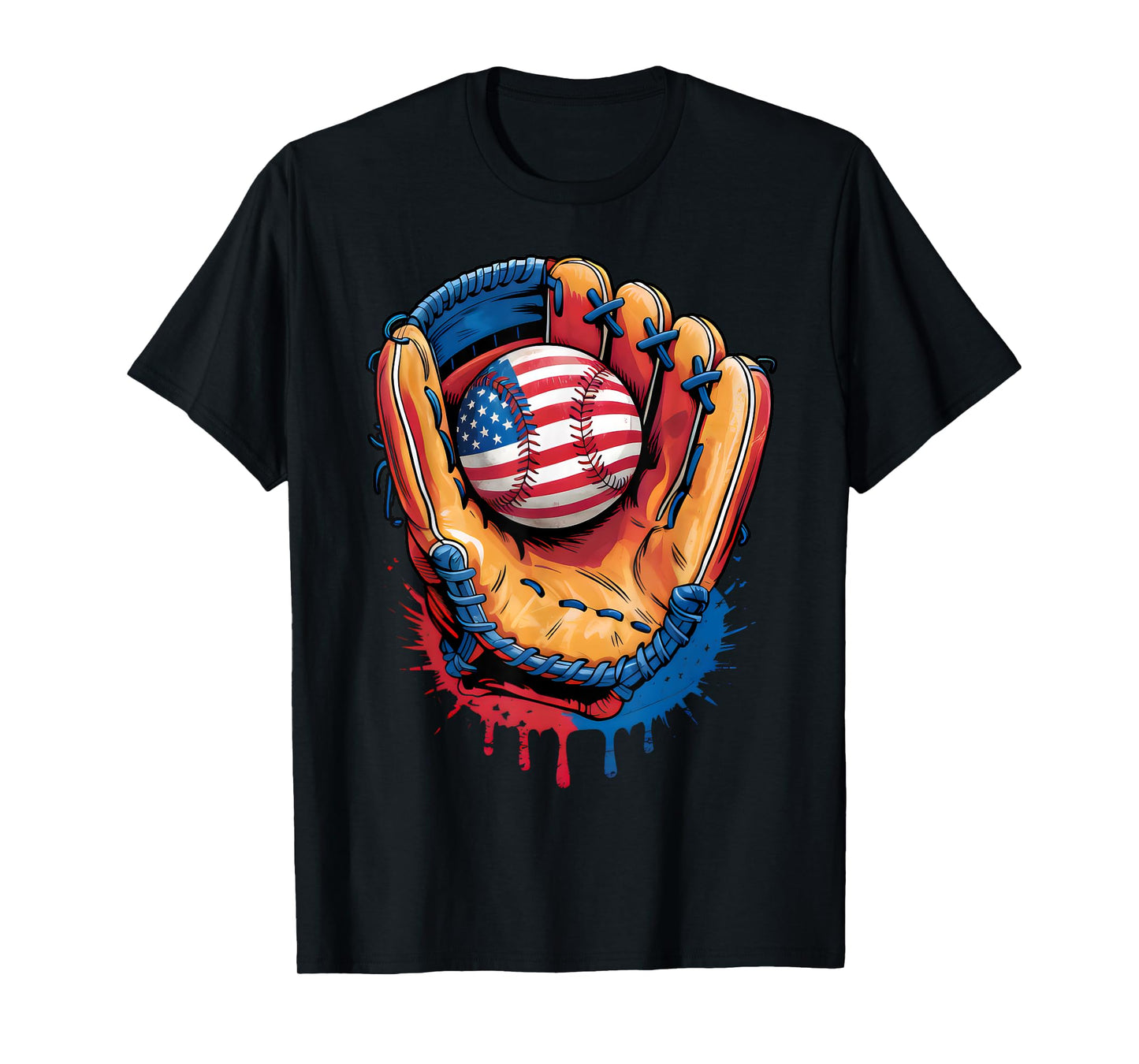 Baseball Drip Ice Cream Sprinkles 4th of July Baseball Glove T-Shirt