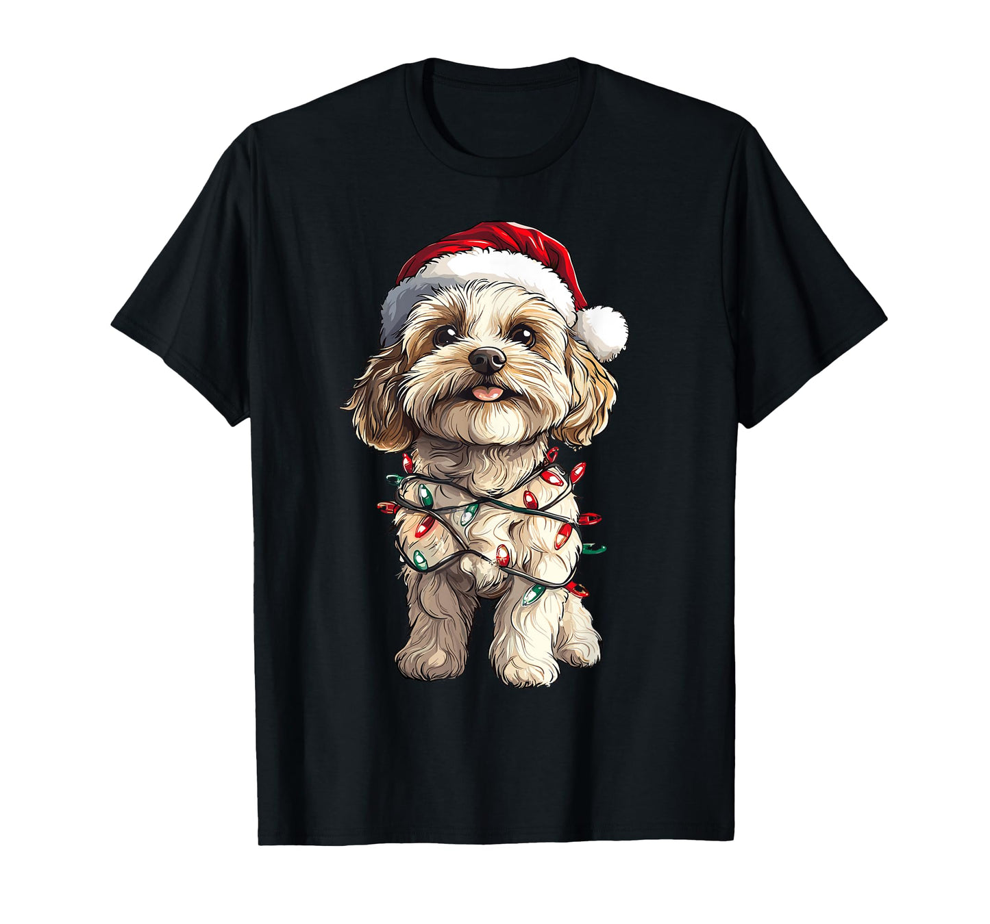 Cavachon Santa Christmas Tree Lights Xmas Dog Lover Pajama T-Shirt