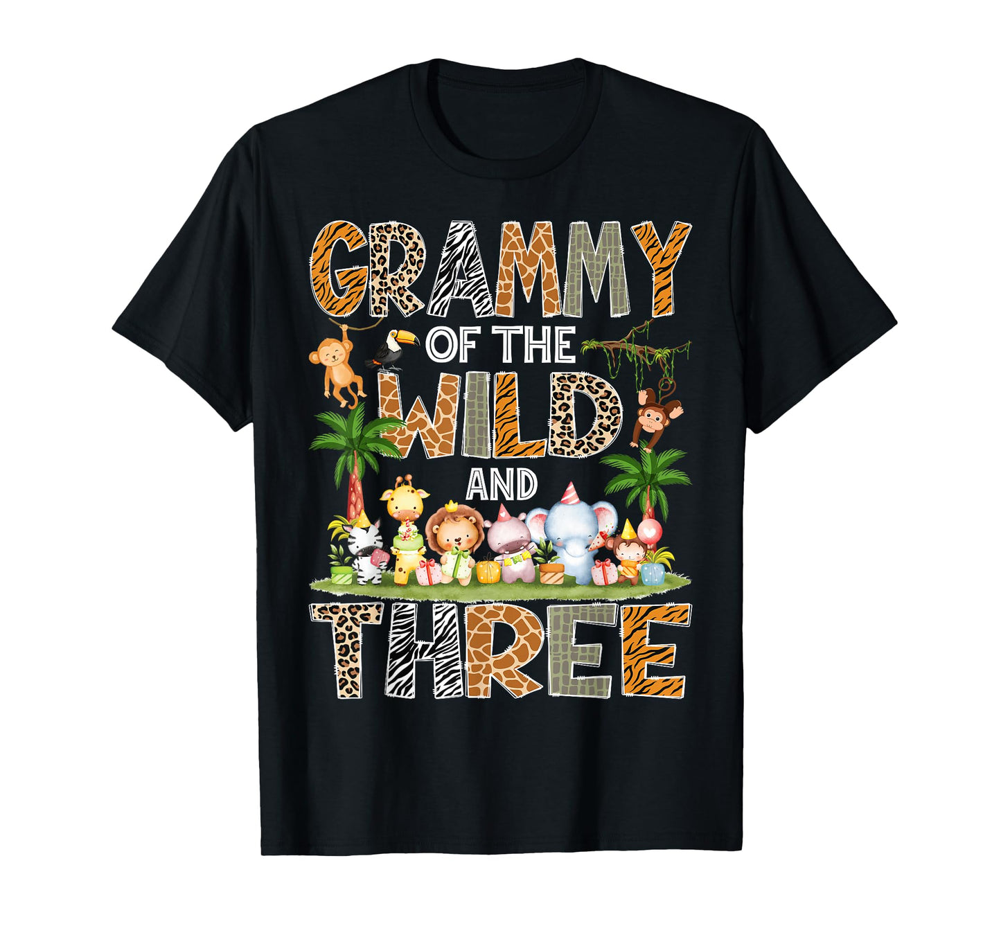 Grammy Of The Wild & Three 3Rd Birthday Safari Jungle T-Shirt