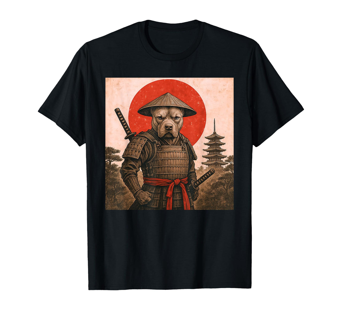 Pit Bull Samurai Warrior Vintage Japanese Ukiyo-e Dog Lover T-Shirt