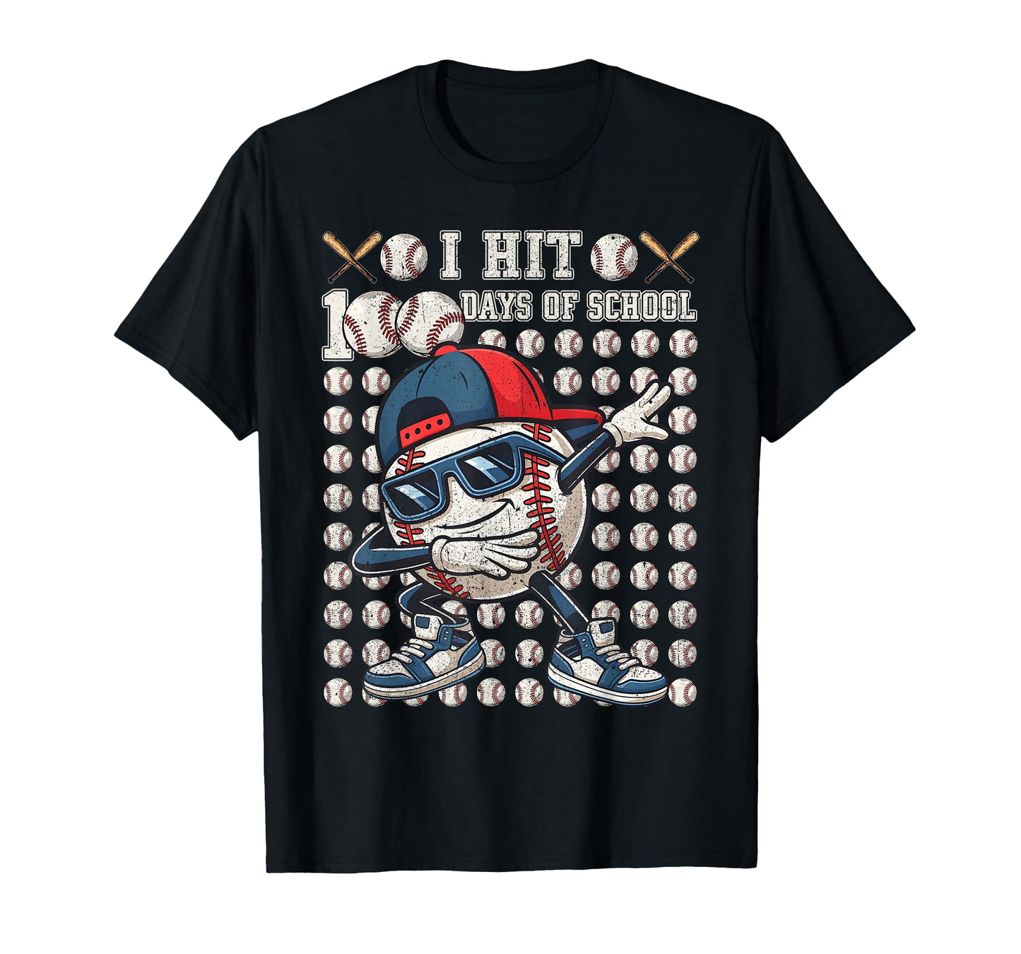 Dabbing Baseball I Hit 100 Days of School Bat Boys Toddler T-Shirt