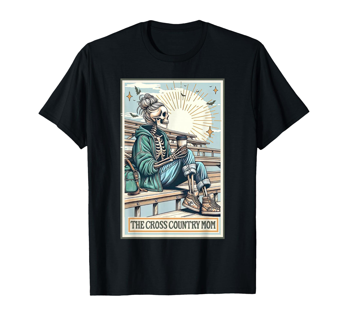 The Cross Country Mom Skeleton Tarot Card Track Mom Running T-Shirt