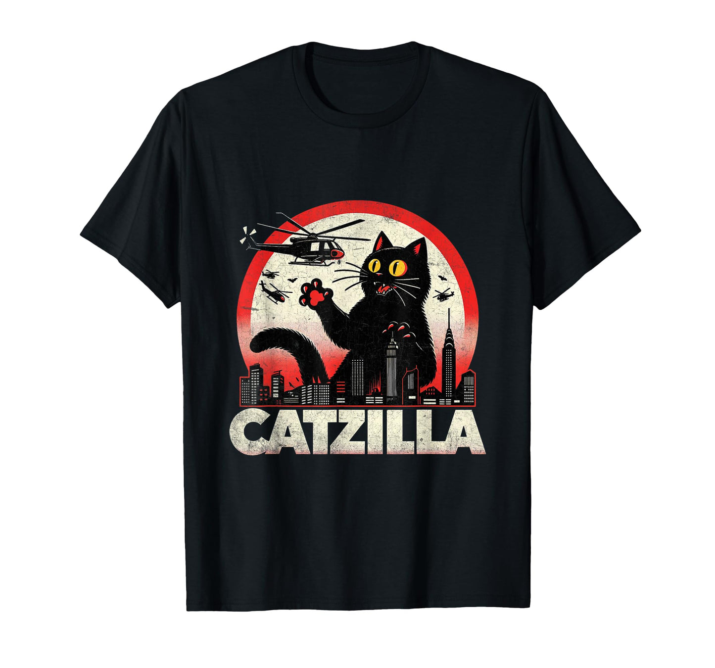 Retro Catzilla Cat Lovers Graphic Gifts Cat Mom Dad Catzilla Men Women Kids T-Shirt