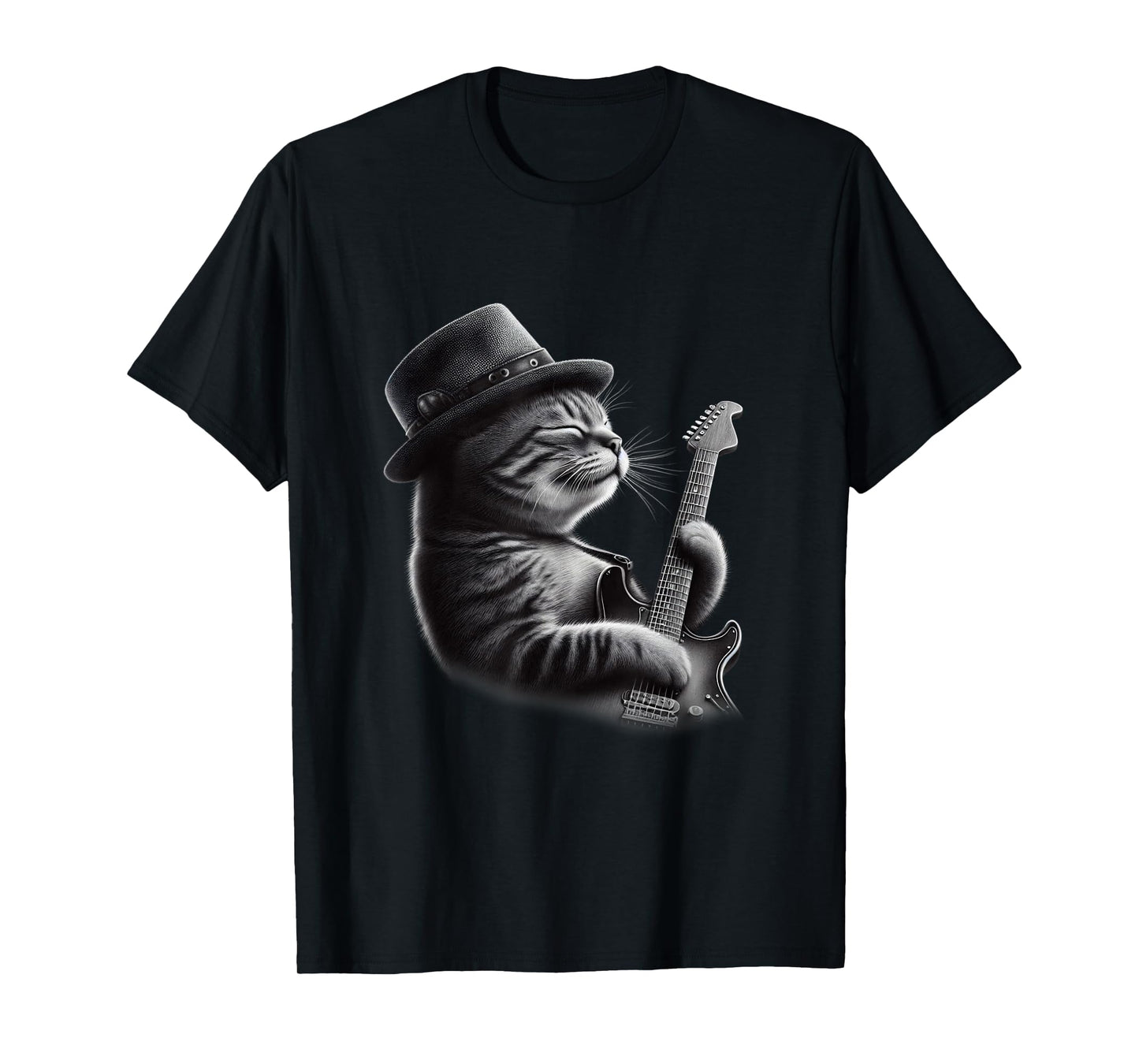 Cat Playing Guitar - Funny Rock Music Guitar Cat T-Shirt