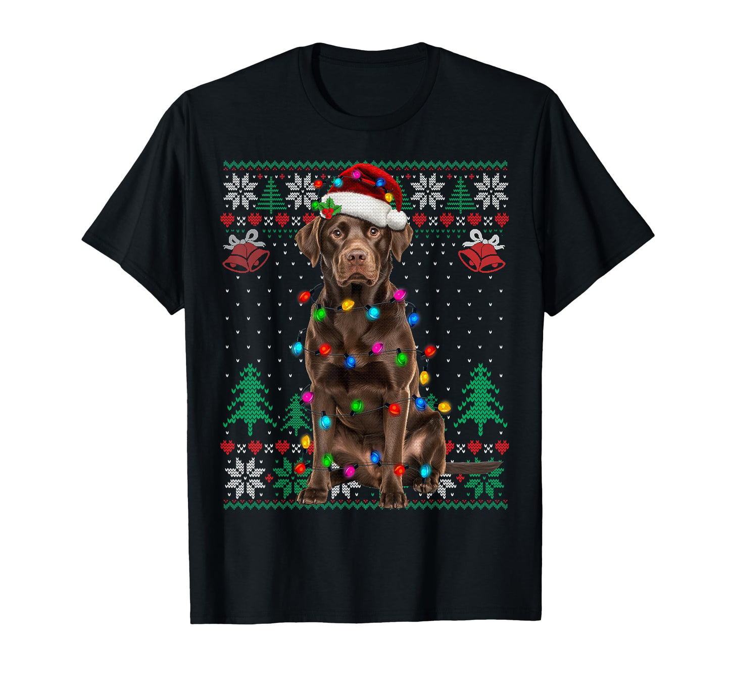 Chocolate Lab Labrador Christmas Santa Hat Dog Ugly Sweater T-Shirt