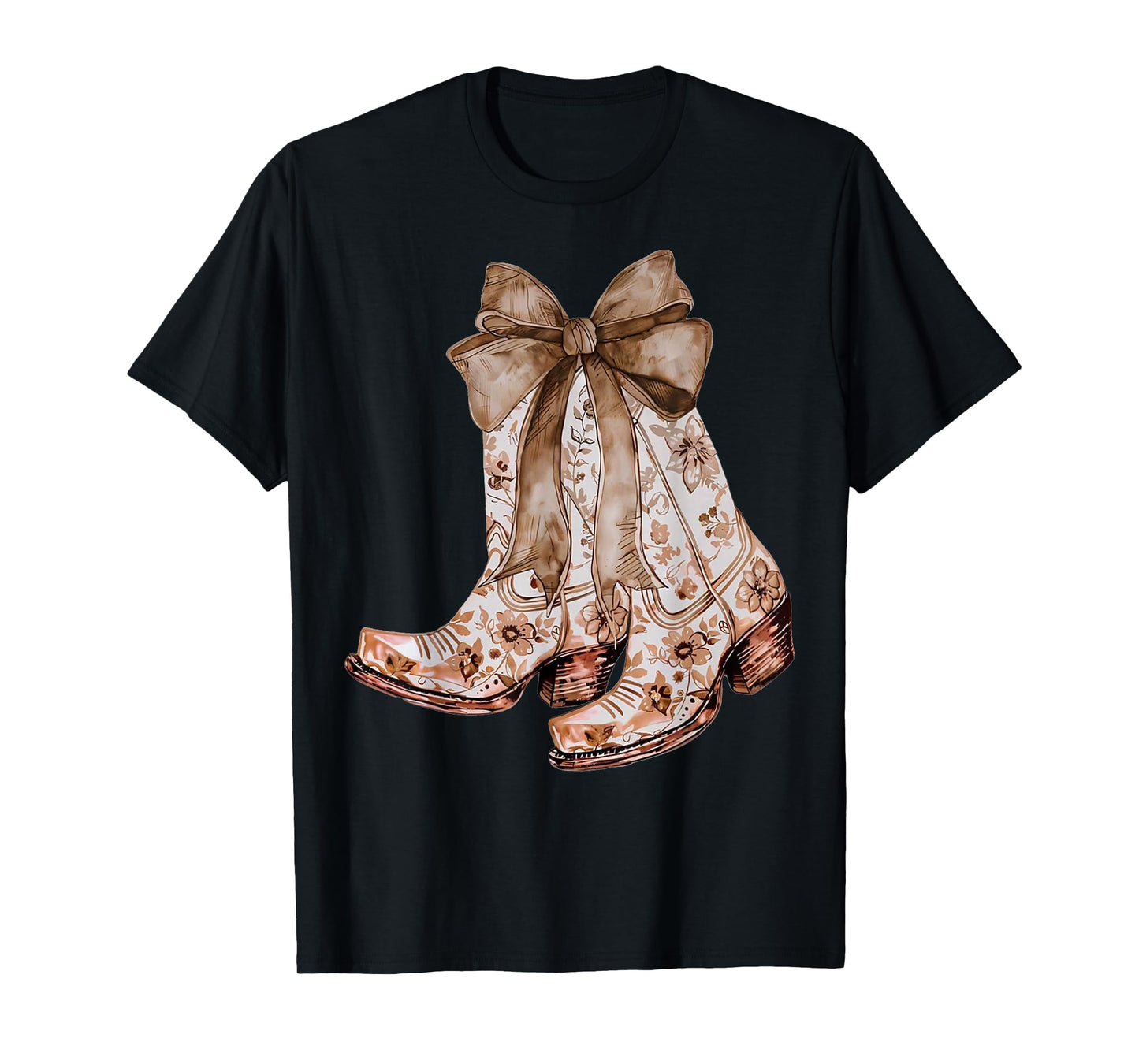 Western Cowgirl Bow Howdy Brown Leather Bow Cowhide Coquette T-Shirt