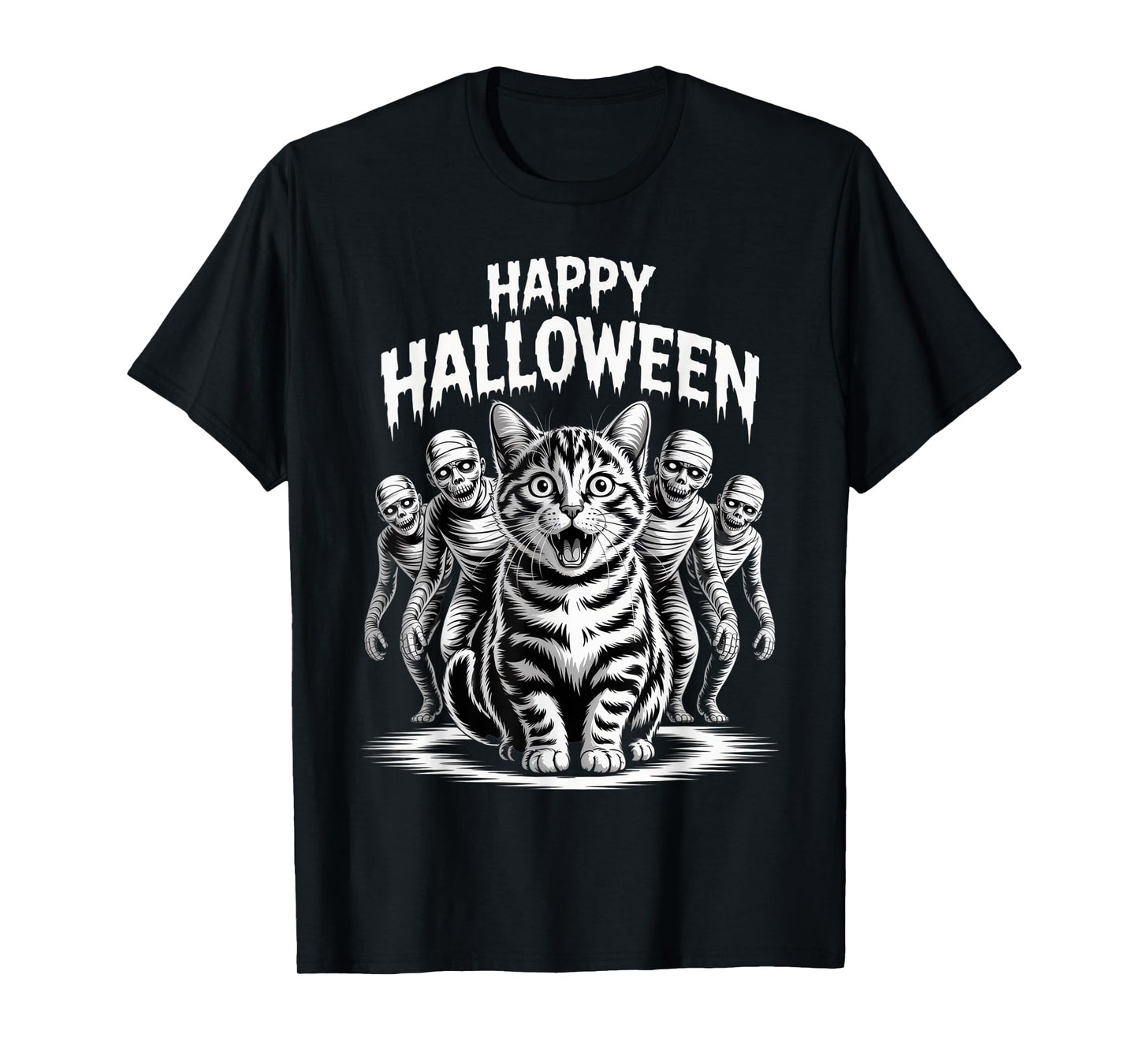 Happy Halloween Cat Lovers Funny Spooky Vibe Seasonal Fun T-Shirt