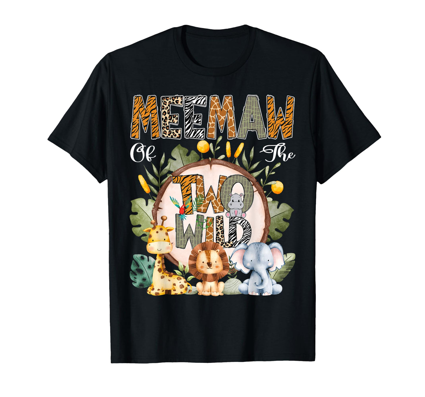 Meemaw Of The Two Wild Animal Safari 2Nd Birthday Party T-Shirt
