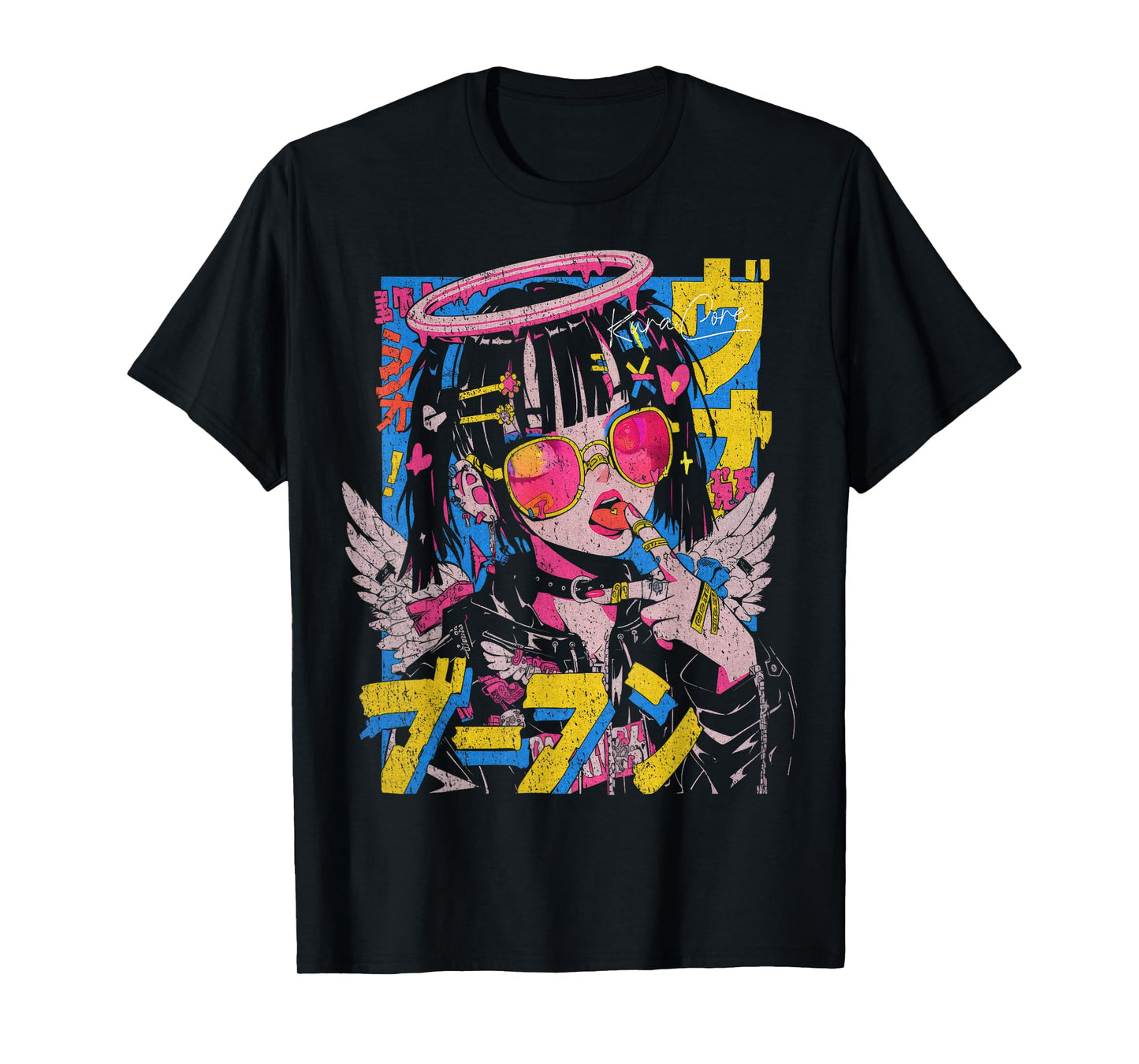 Japanese Streetwear Cyberpunk Angel Y2K Techwear Manga Anime T-Shirt
