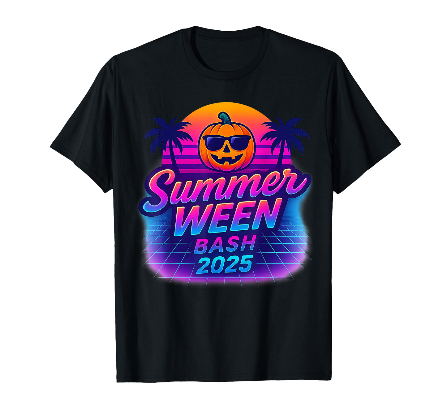 SummerWeen Bash 2025 Skeleton Beach Party Halloween Vibes T-Shirt