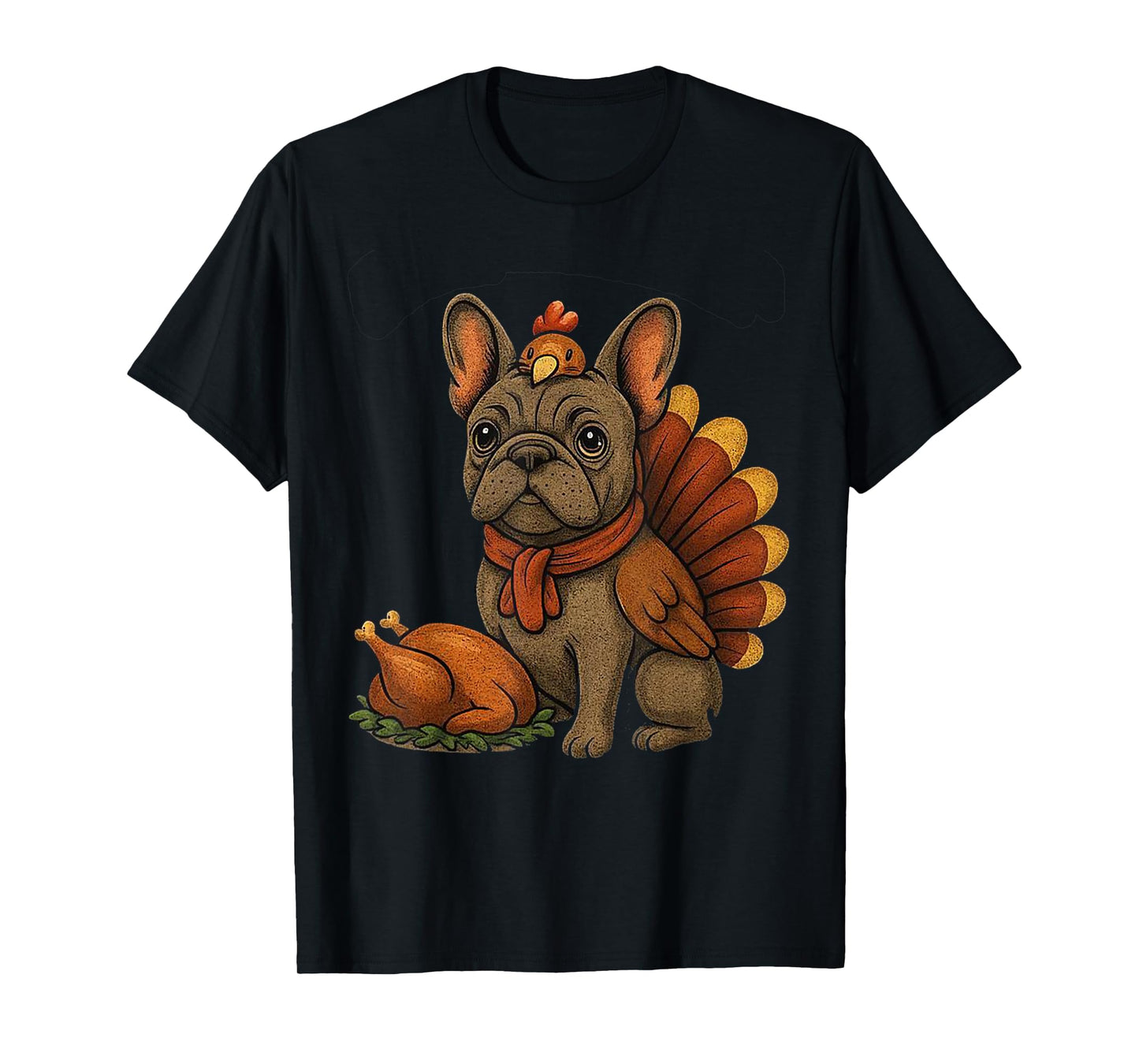 Cute Dog Frenchie Thanksgiving Santa Christmas Xmas T-Shirt