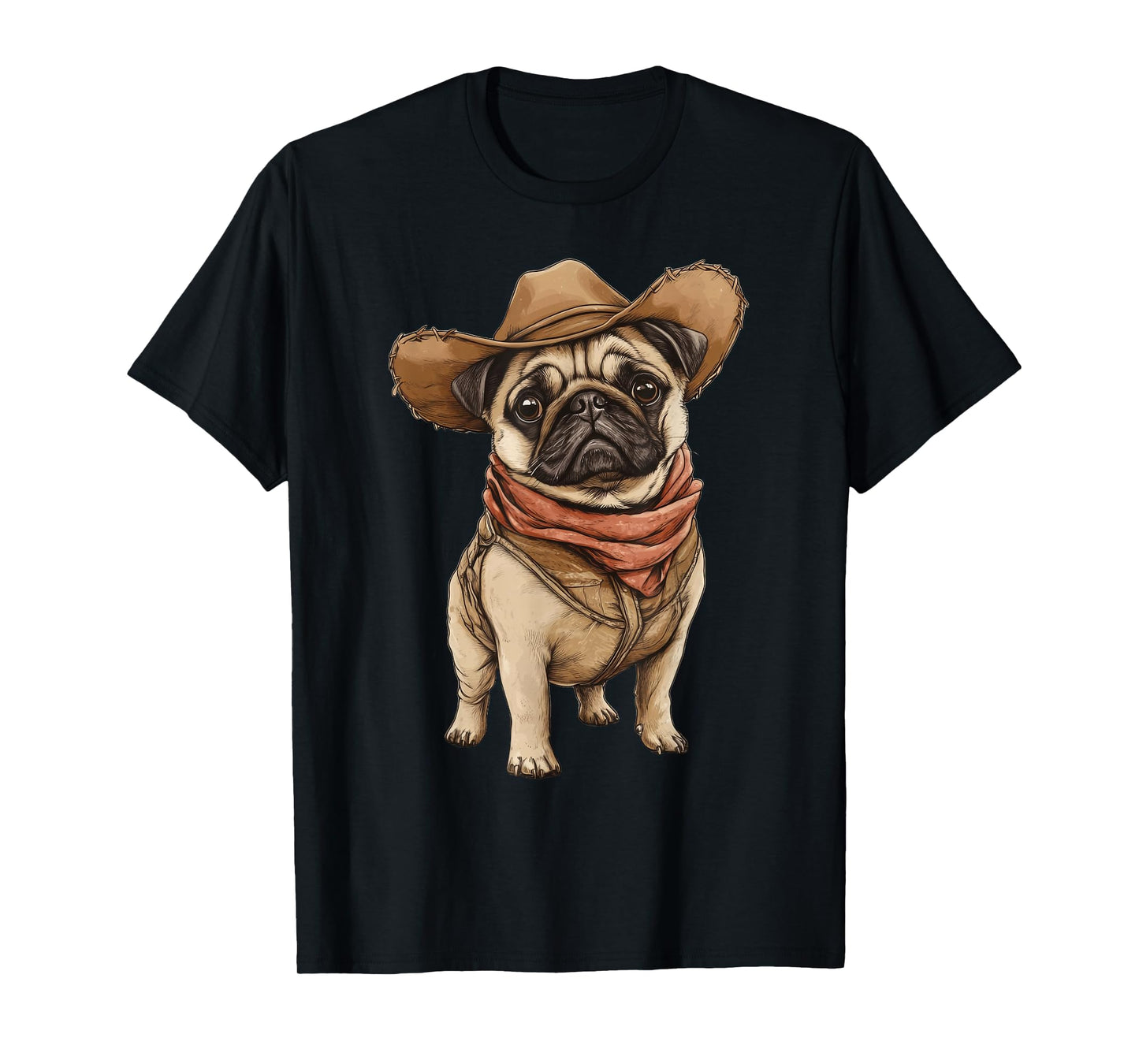 Pug Dressed As A Cowboy Funny Dog Pug T-Shirt
