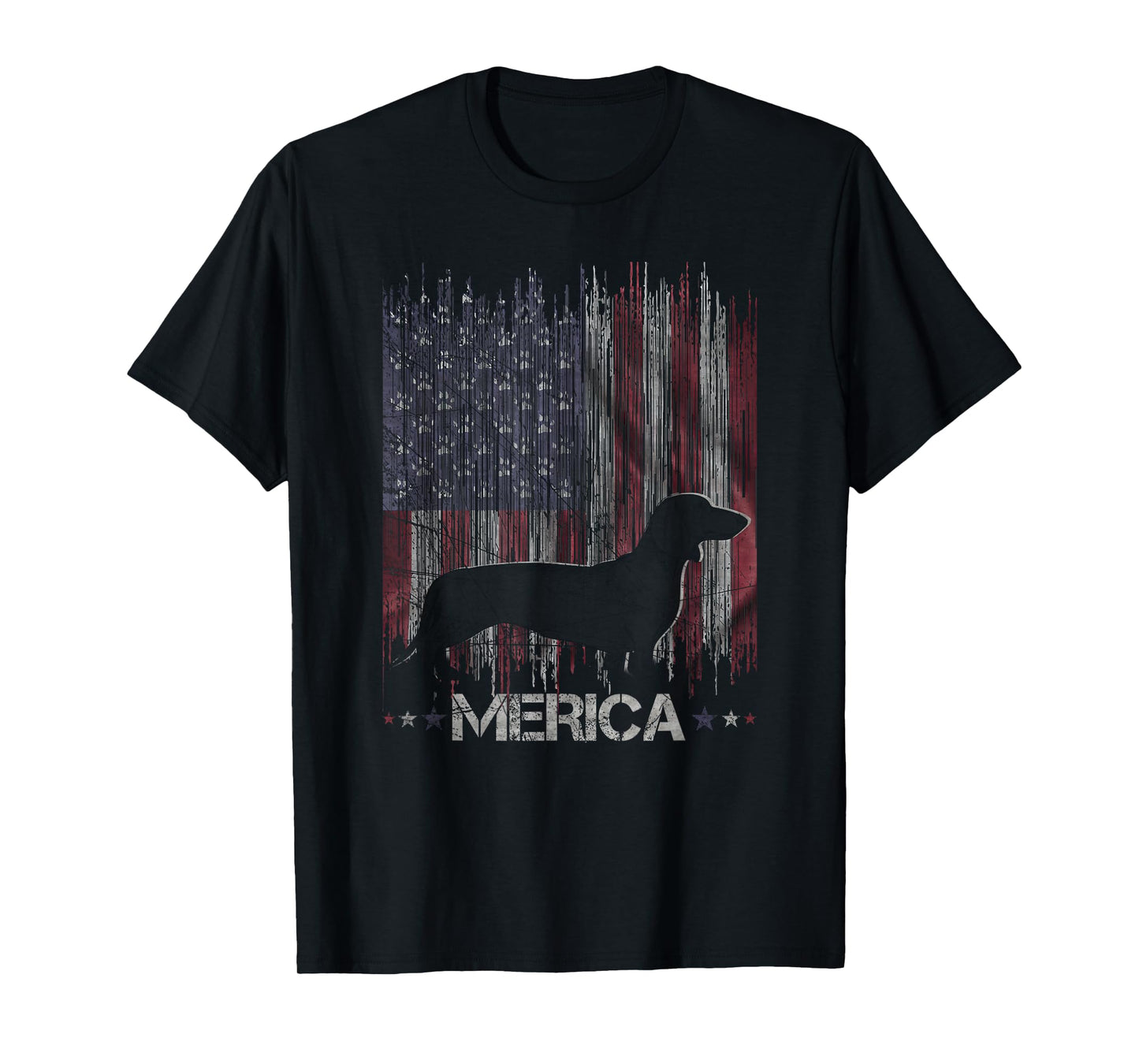 Vintage Dachshund Dog, Merica Weiner Dog USA Flag T-Shirt