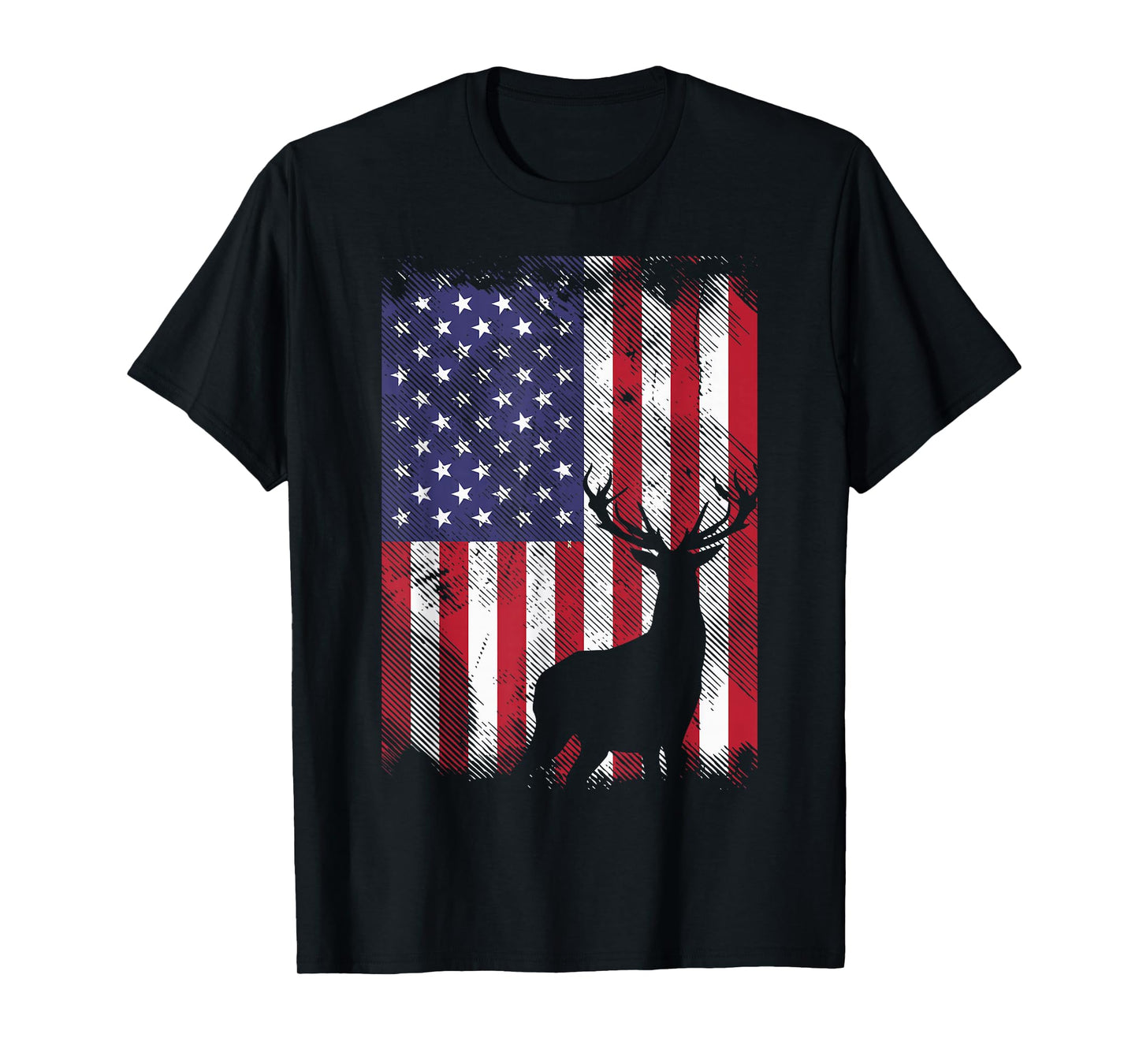 American Flag Deer Elk Hunting USA Patriotic Hunter Gift T-Shirt