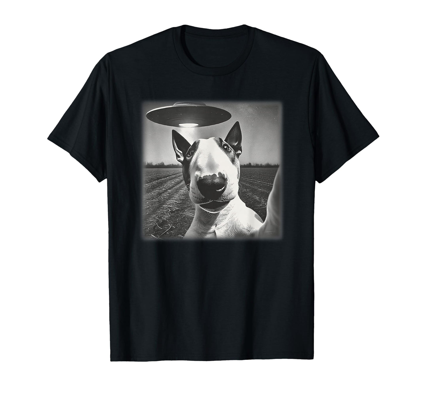 Vintage English Bull Terrier UFO Alien Selfie Dog Mom Dad T-Shirt
