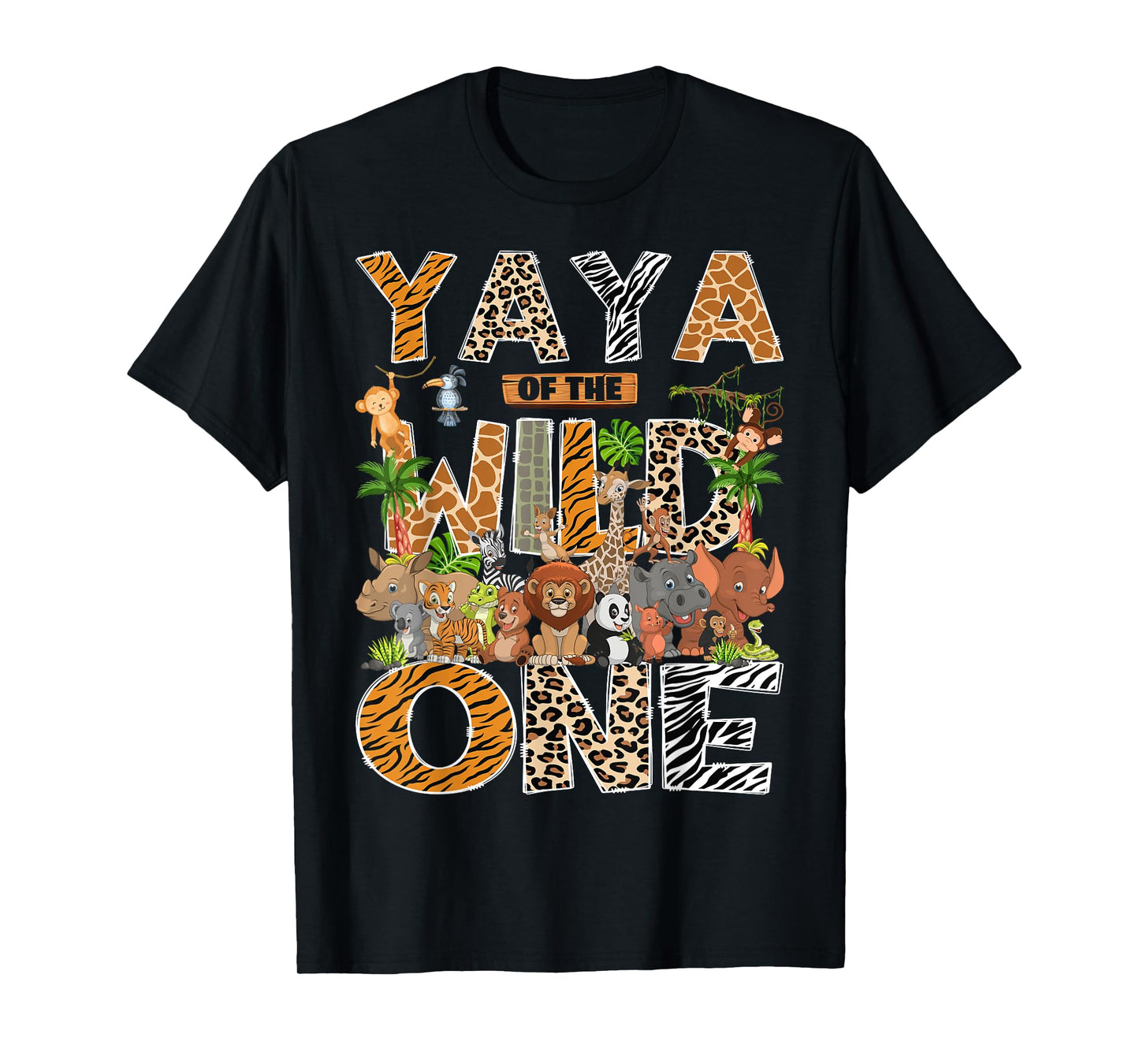 Yaya Of The Wild One Safari Zoo Animal 1St Birthday T-Shirt