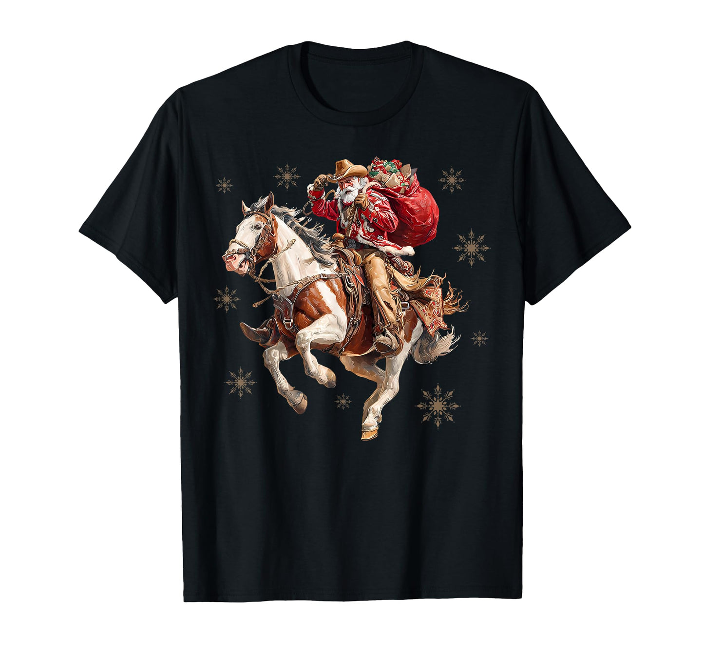 Vintage Cowboy Santa Merry Christmas Western Country Xmas T-Shirt