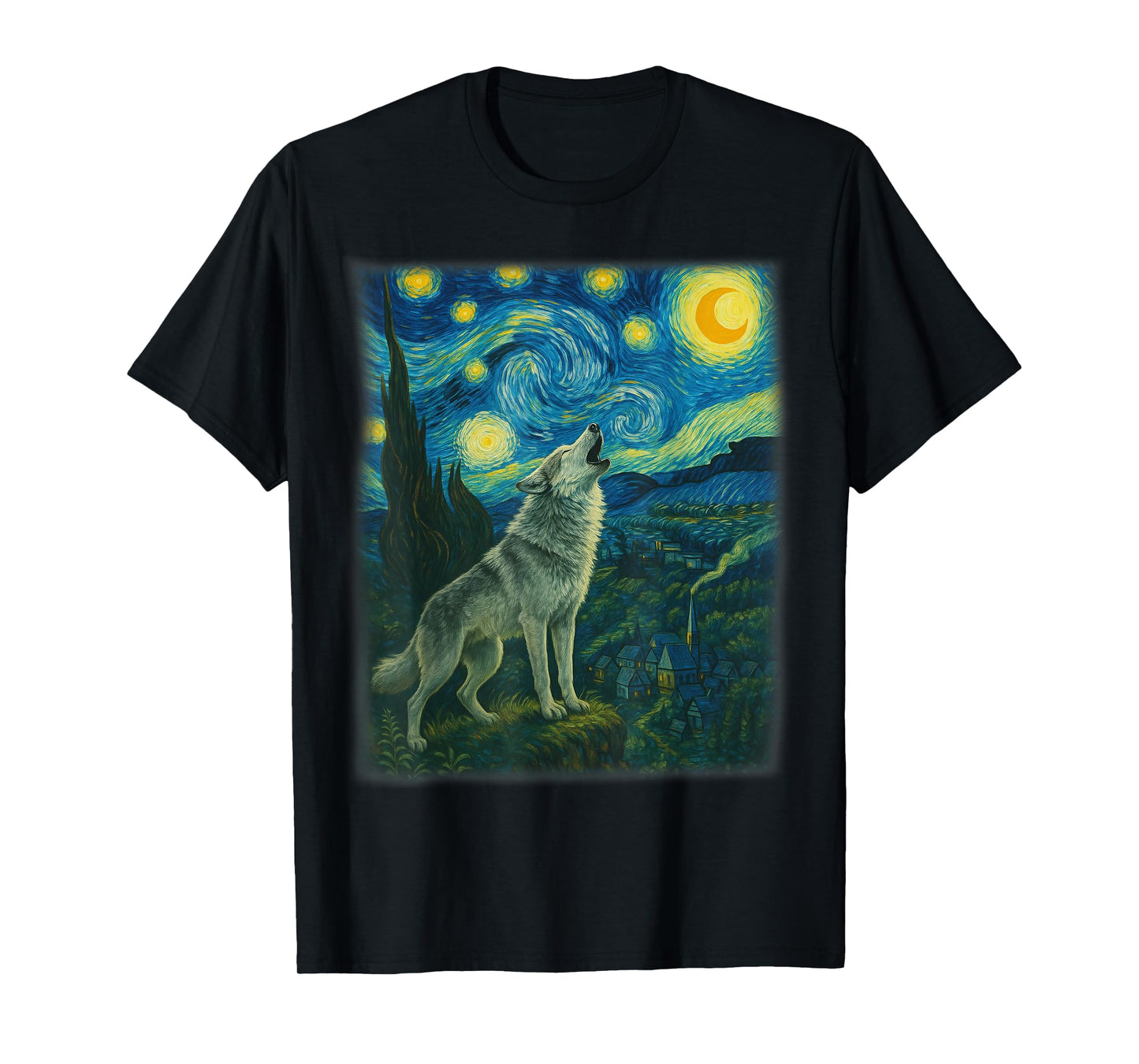 Wolf Starry Night Howling Moon Funny Gifts For Men Women Kid T-Shirt