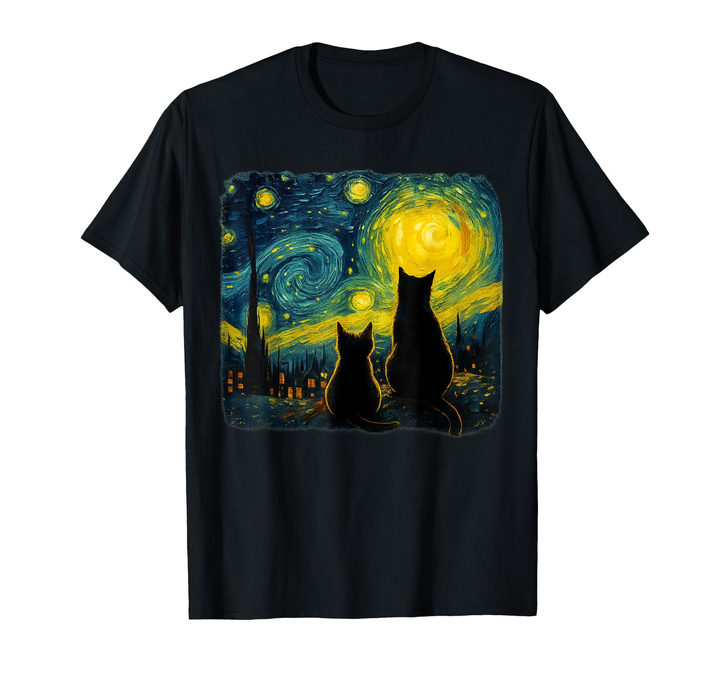 Cat Starry Night for Cat Lover Van Gogh Cat Cat Mom Cat Dad T-Shirt