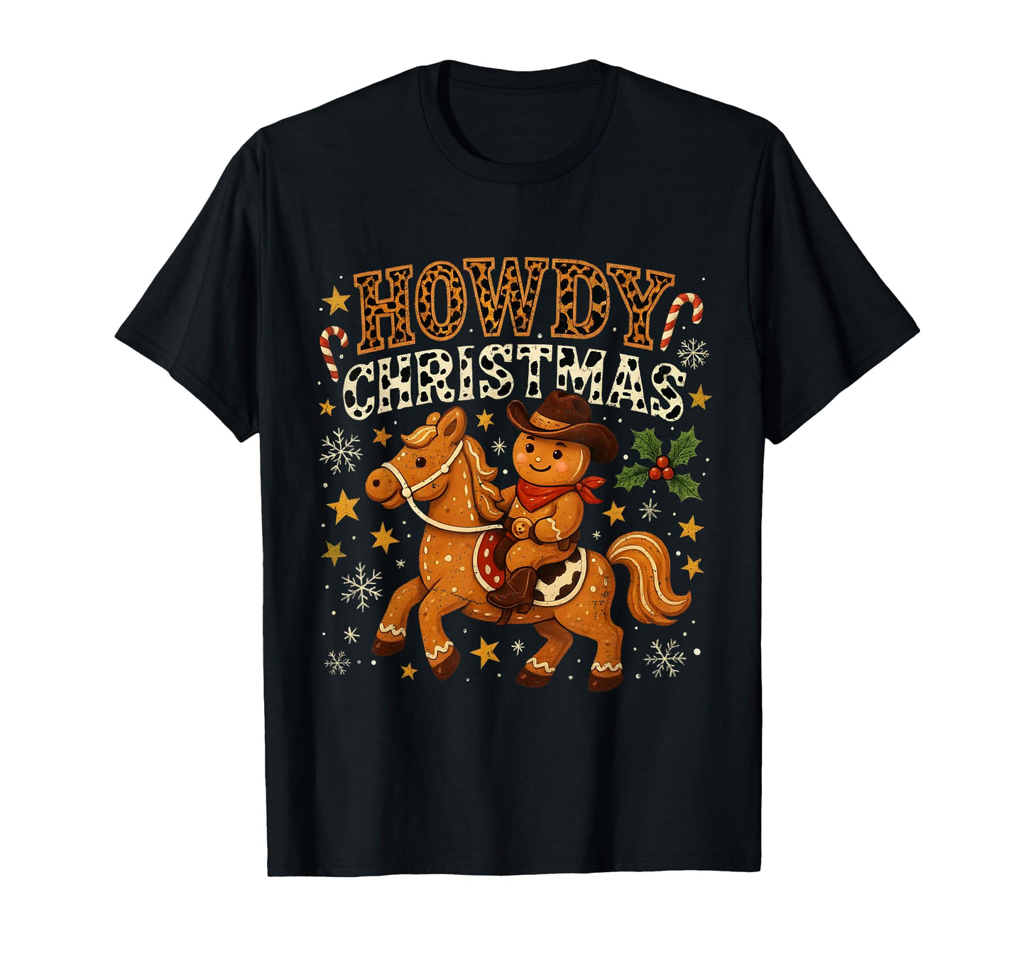 Howdy Christmas Cowboy Gingerbread Design T-Shirt